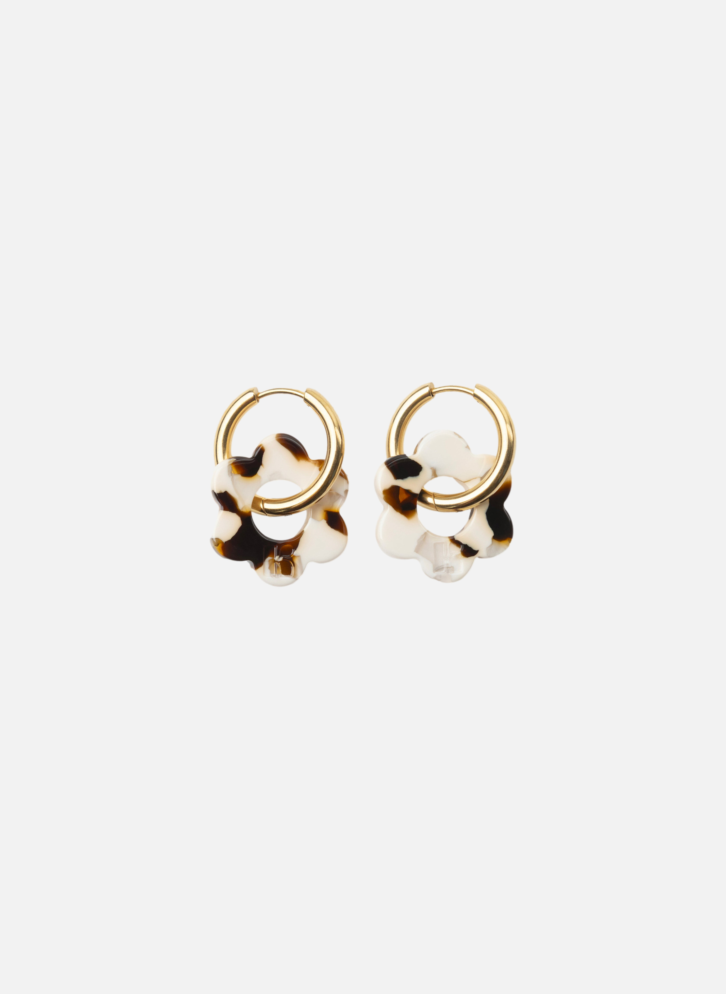 Boucles d'oreilles Baby Fleurette avec anneaux en acier inoxydable doré  Latte