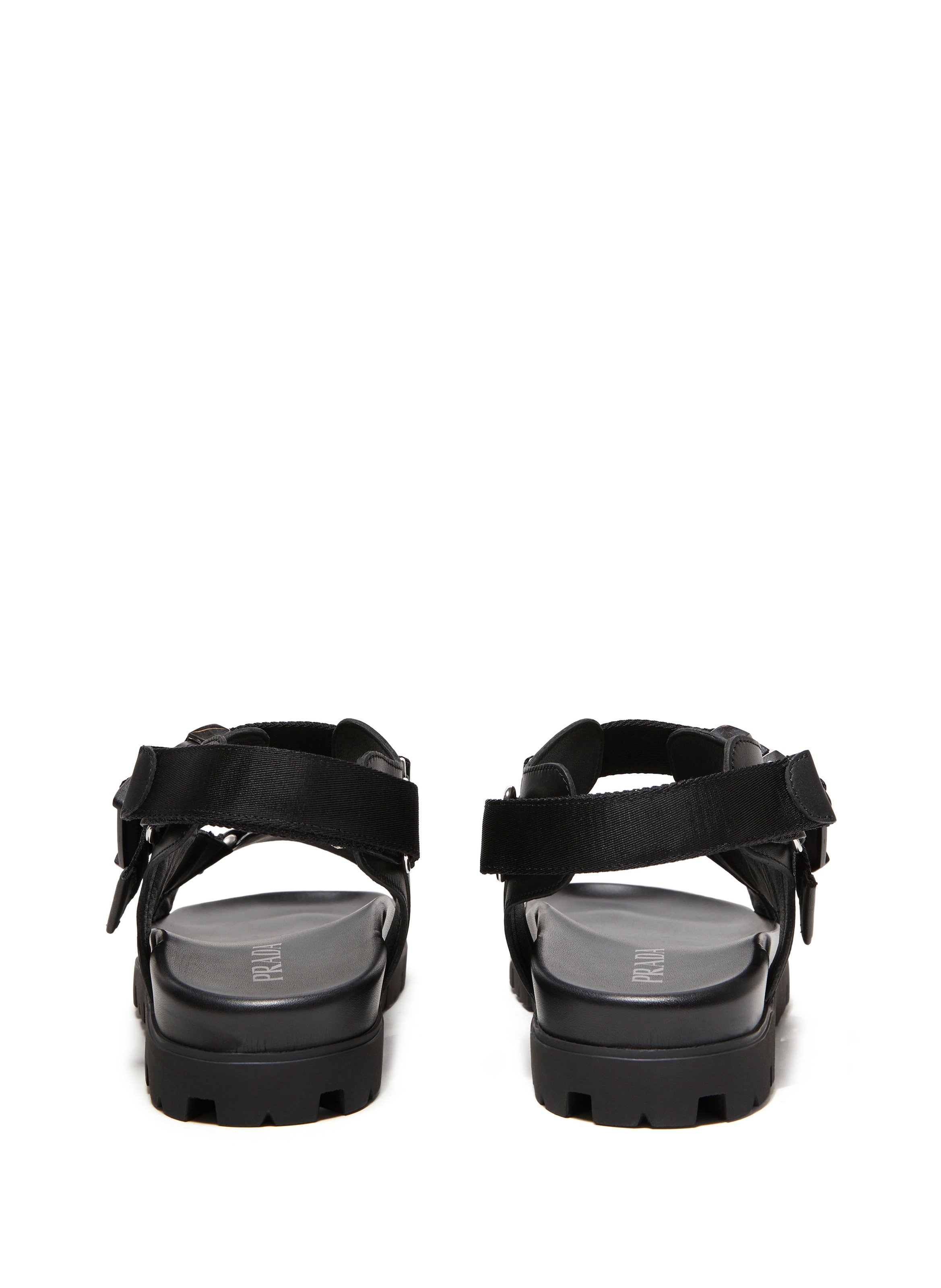 Calfskin leather sandals PRADA Black