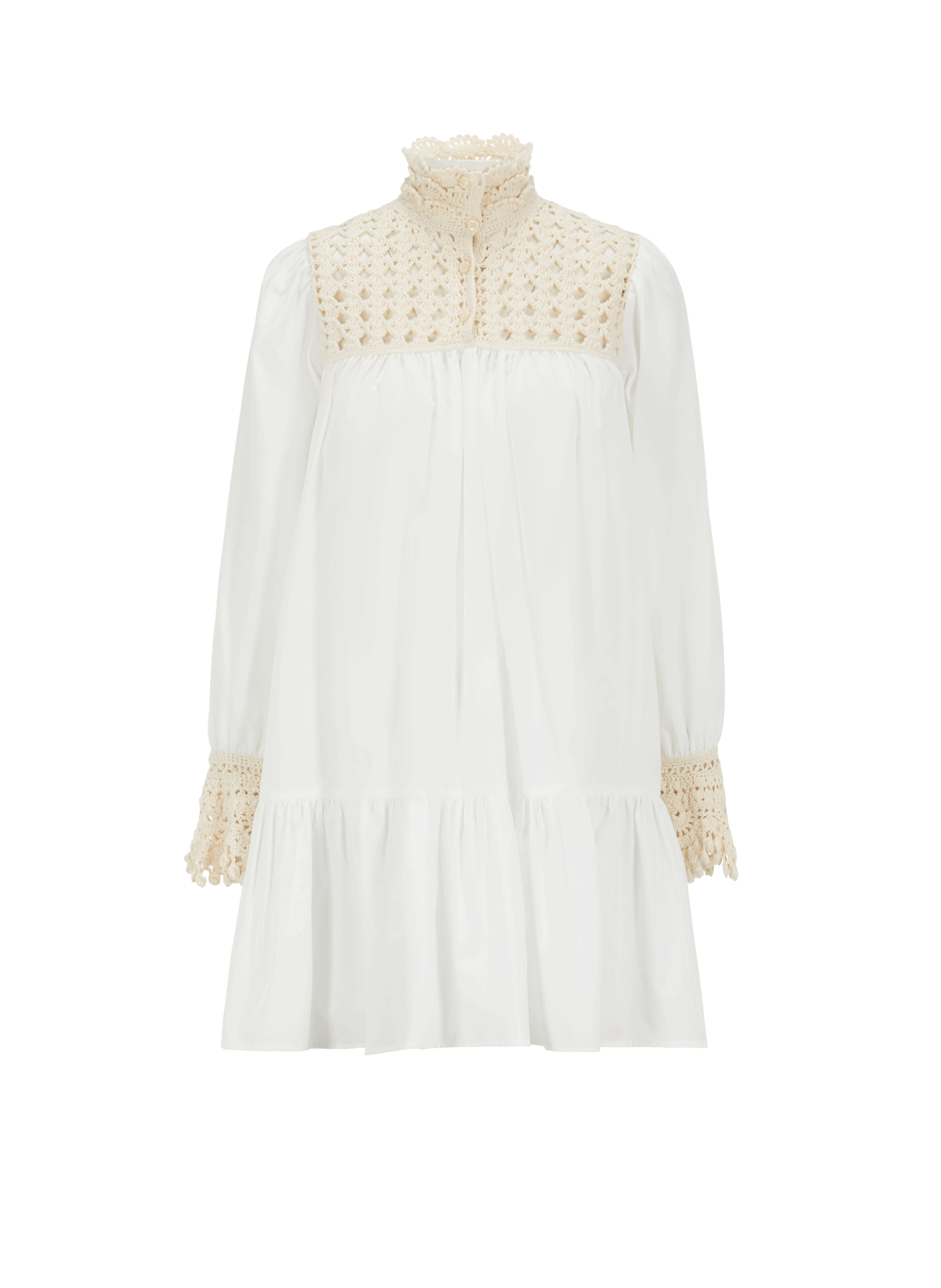 Robe Odette en coton et crochet
