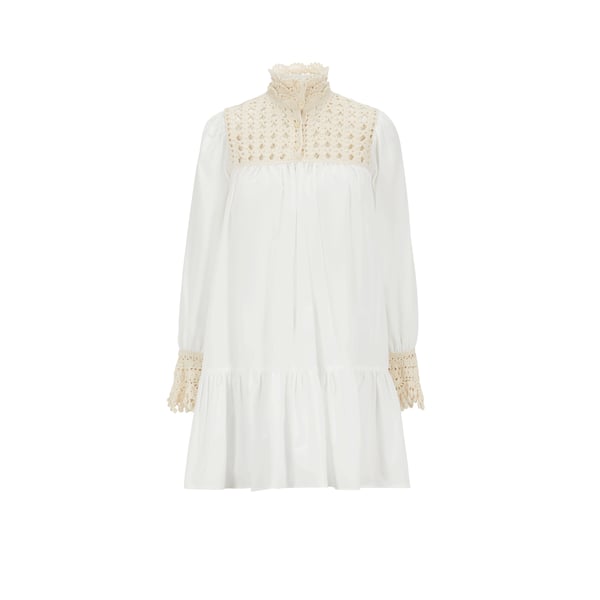 Robe Odette en coton et crochet