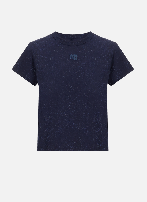 t-shirt en jersey à paillettes BleuALEXANDER WANG 