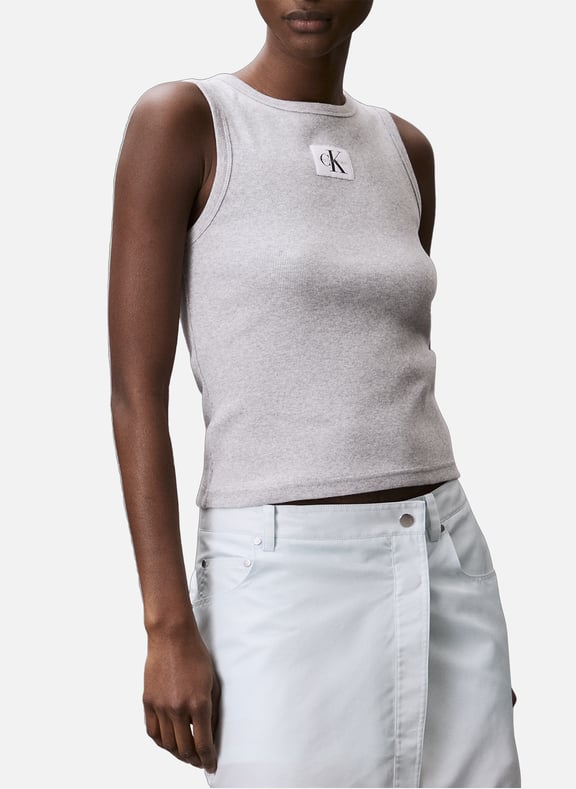 Débardeur en coton côtelé Gris by CALVIN KLEIN CALVIN KLEIN Débardeur en coton côtelé Gris