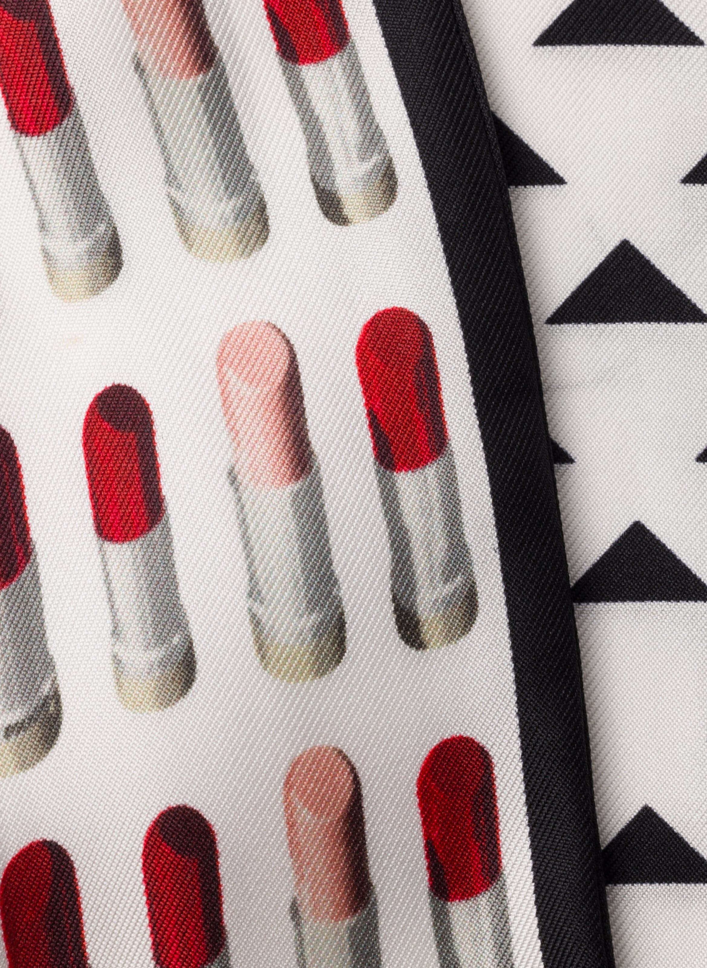 Foulard fin en sergé de soie imprimé PRADA Noir