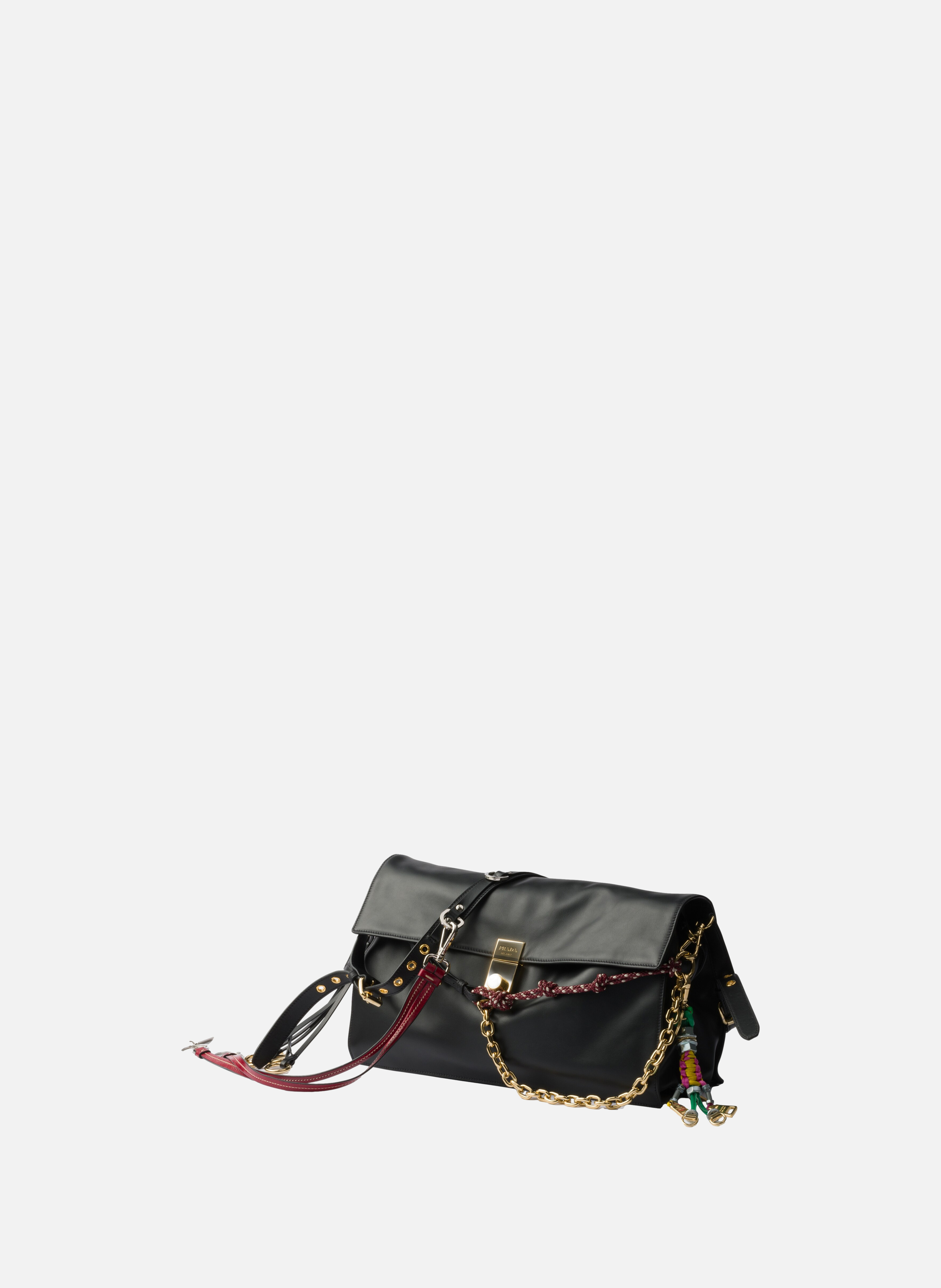 Grand sac porté épaule prada soft sound en cuir av PRADA Noir