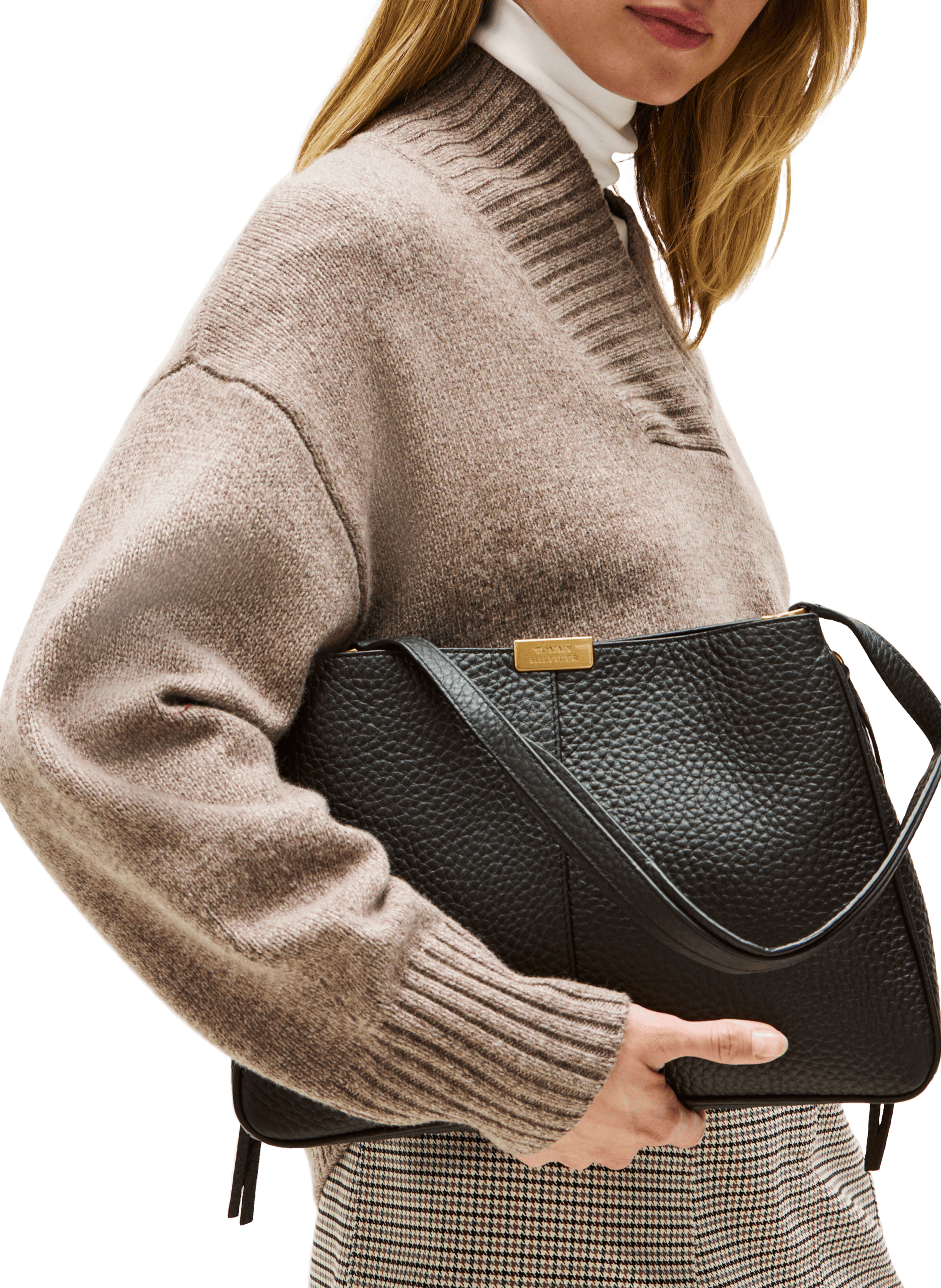 Grained leather shoulder bag TOMMY HILFIGER Black