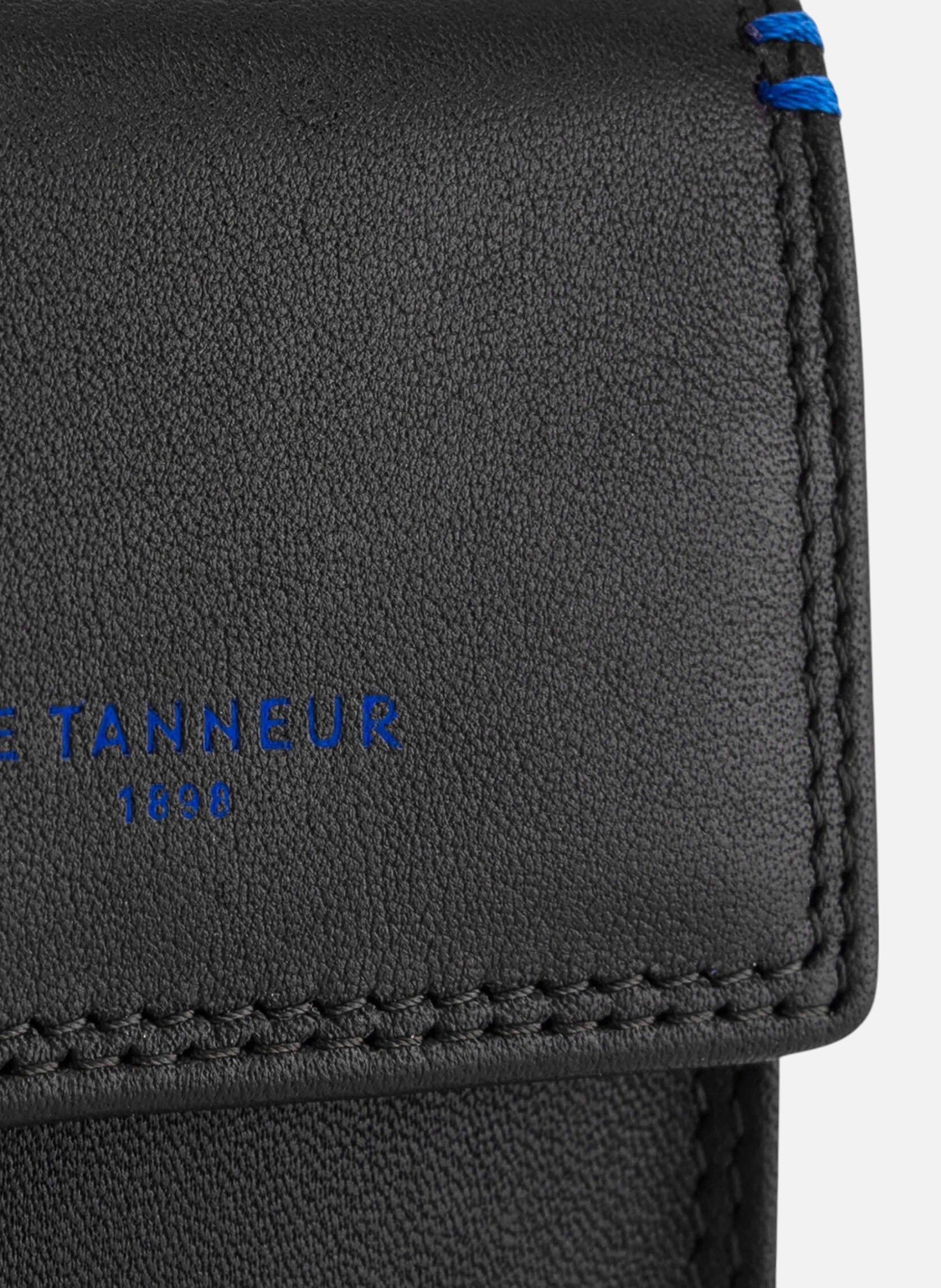 Etui clés à rabat martin en cuir lisse LE TANNEUR Noir