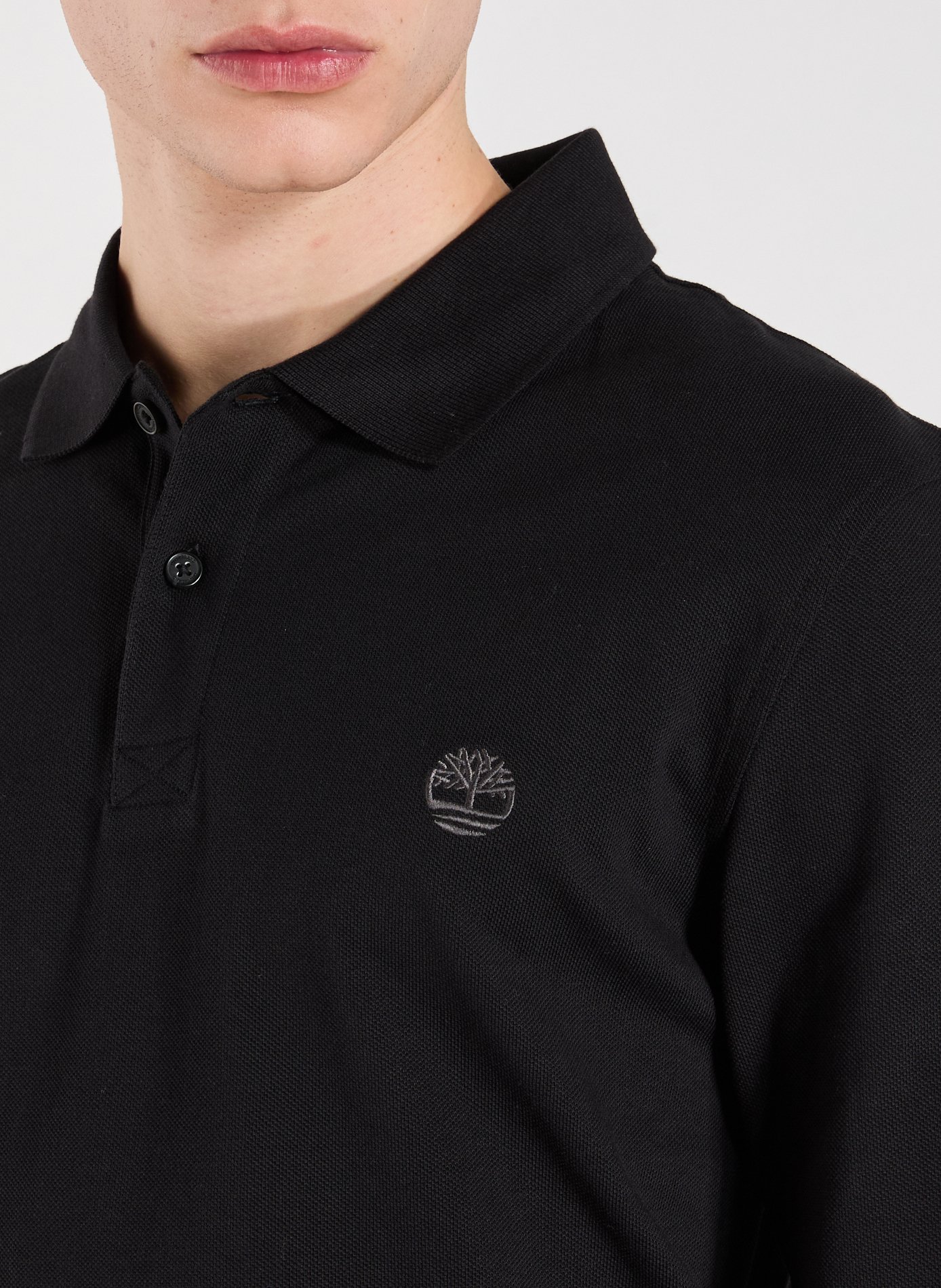 Long-sleeved cotton polo shirt TIMBERLAND Black