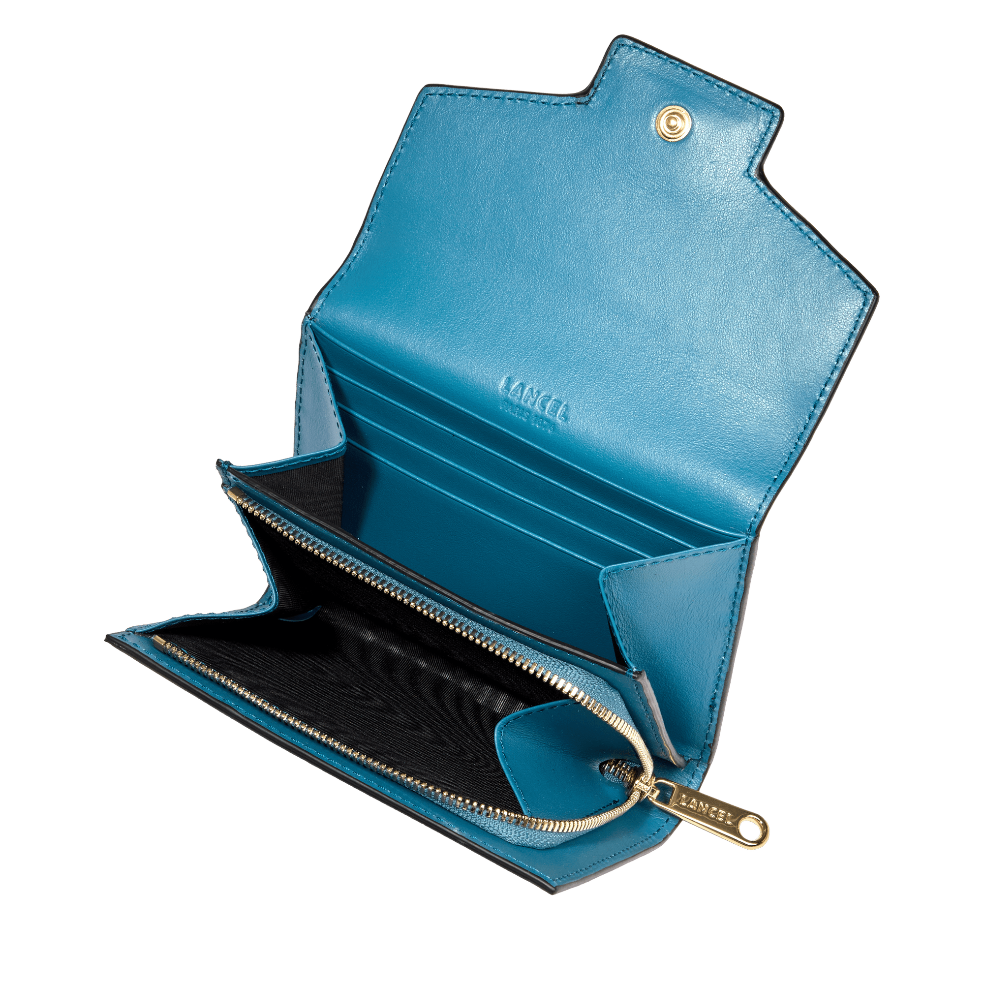 Portefeuille rectangulaire rabat angèle de lancel en cuir LANCEL Bleu