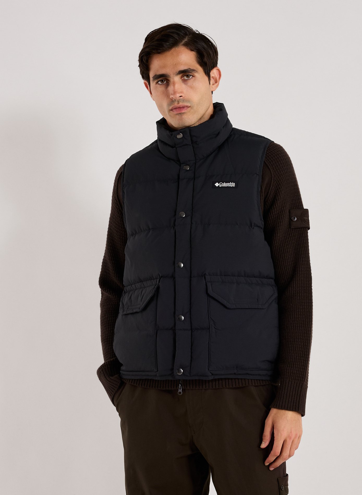 COLUMBIA Sleeveless puffer jacket with high collar Black