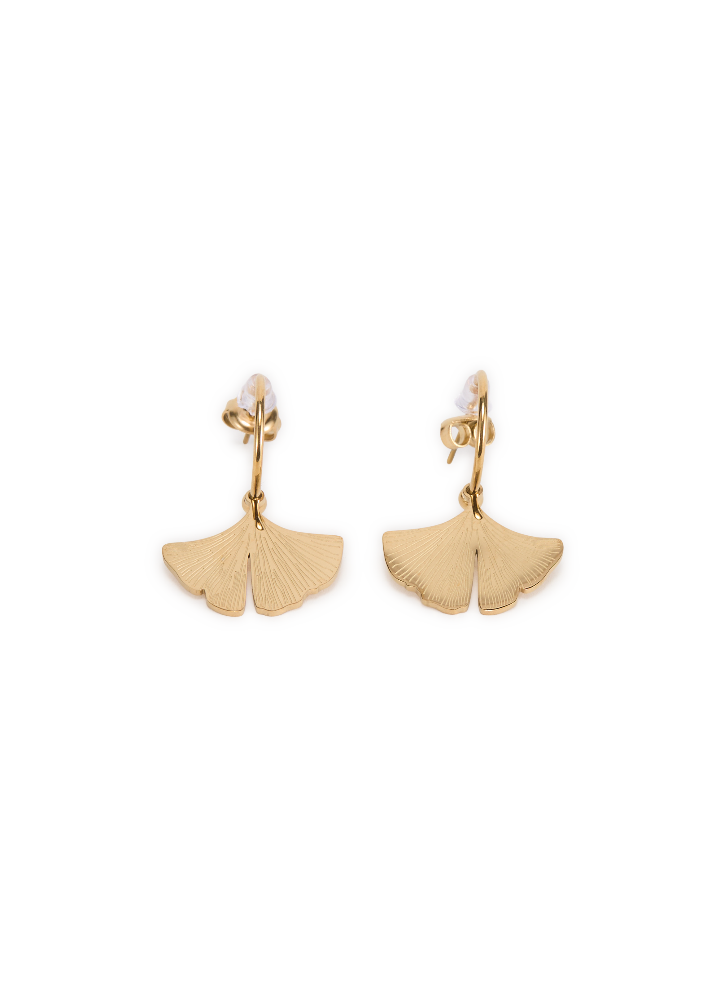 AU PRINTEMPS PARIS Ginko Leaf Earrings Golden