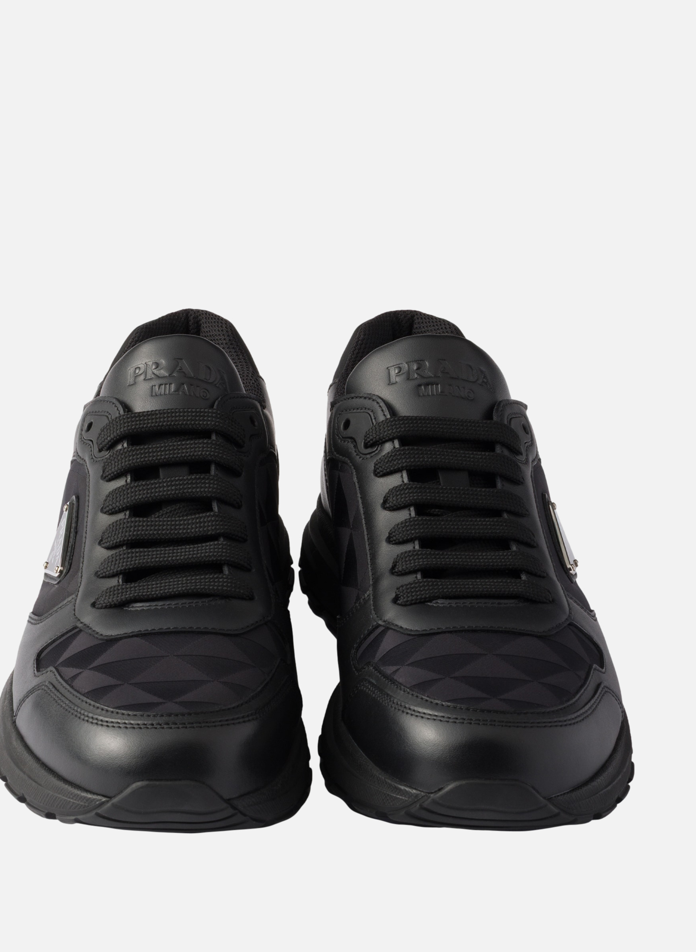 Baskets prax 2.0 en cuir et re-nylon PRADA Noir