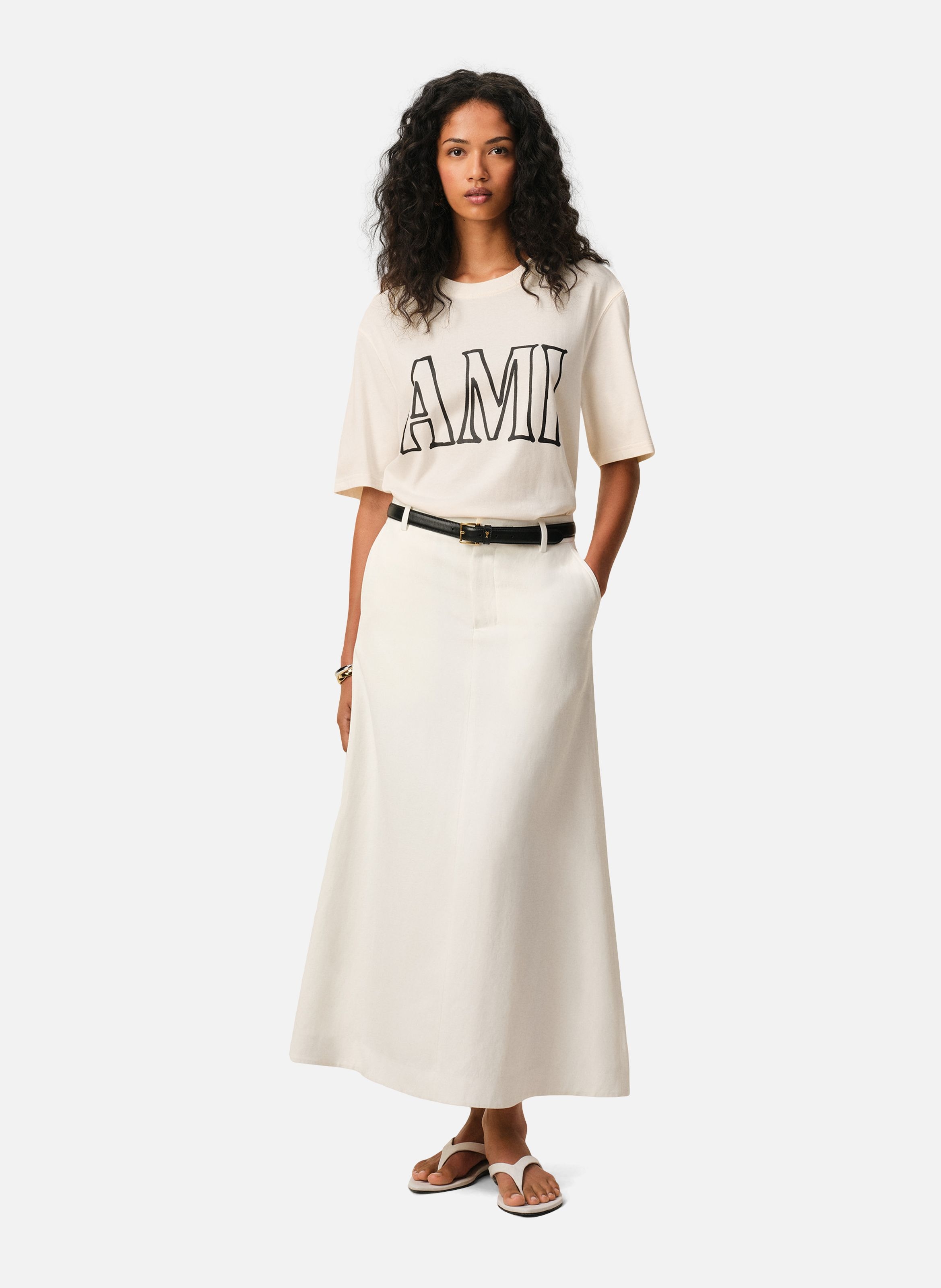 T-shirt imprimé ami paris unisexe en coton AMI PARIS Blanc