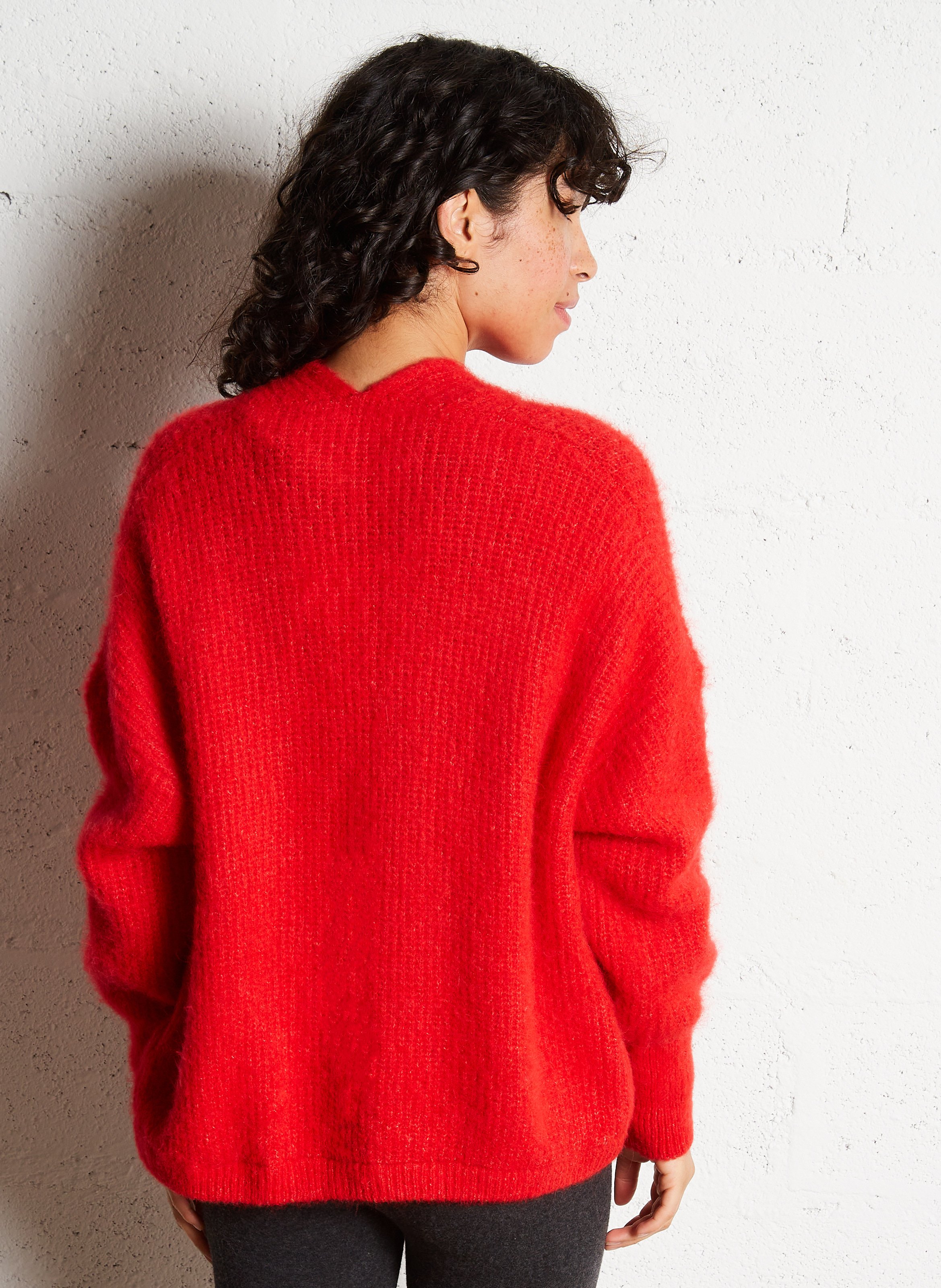 Gilet ouvert en laine et alpaga mélangé east AMERICAN VINTAGE Rouge