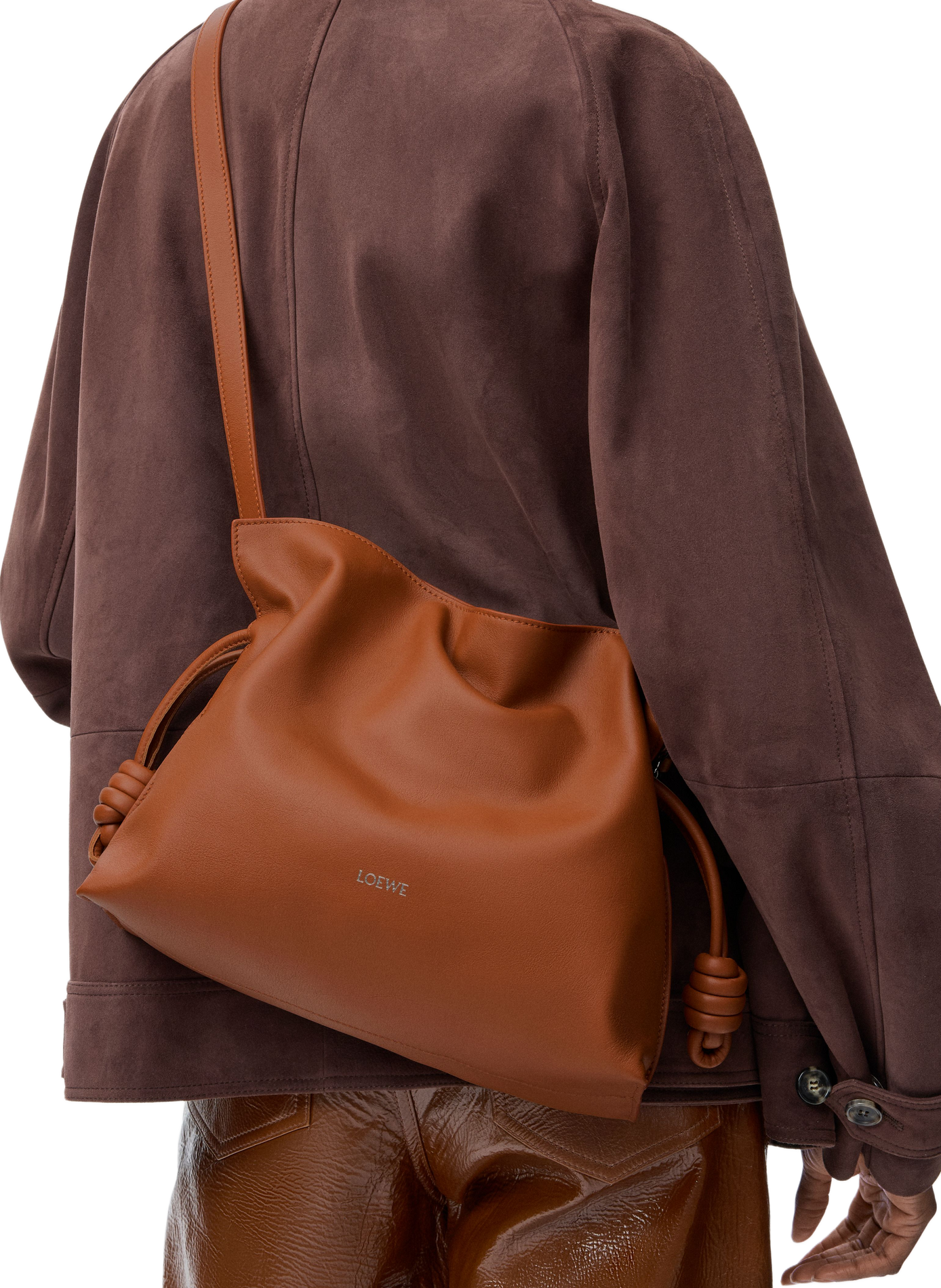 Flamenco clutch moyen en cuir de veau nappa LOEWE Beige