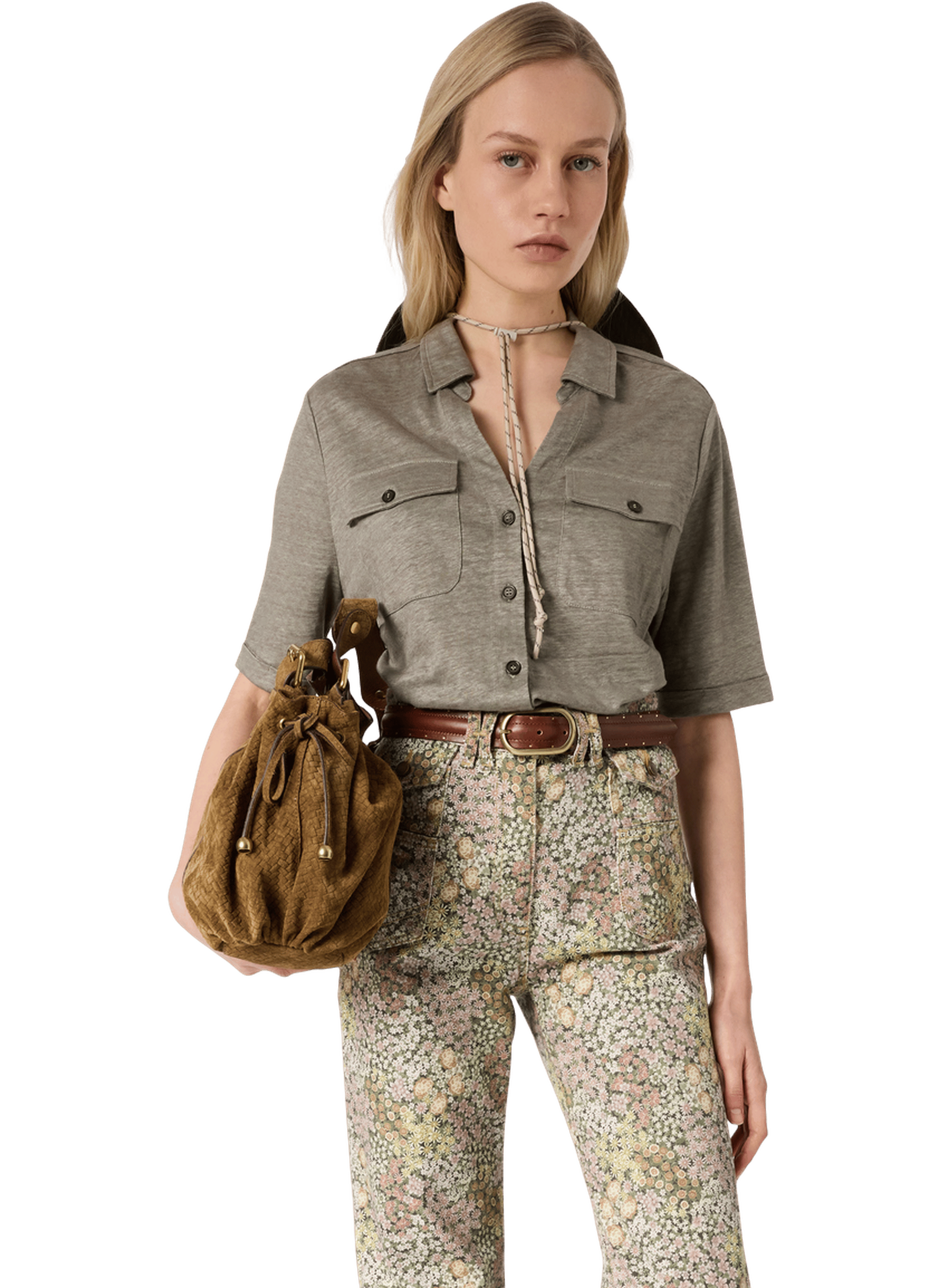 Polo boutonné en lin - moana GERARD DAREL Kaki