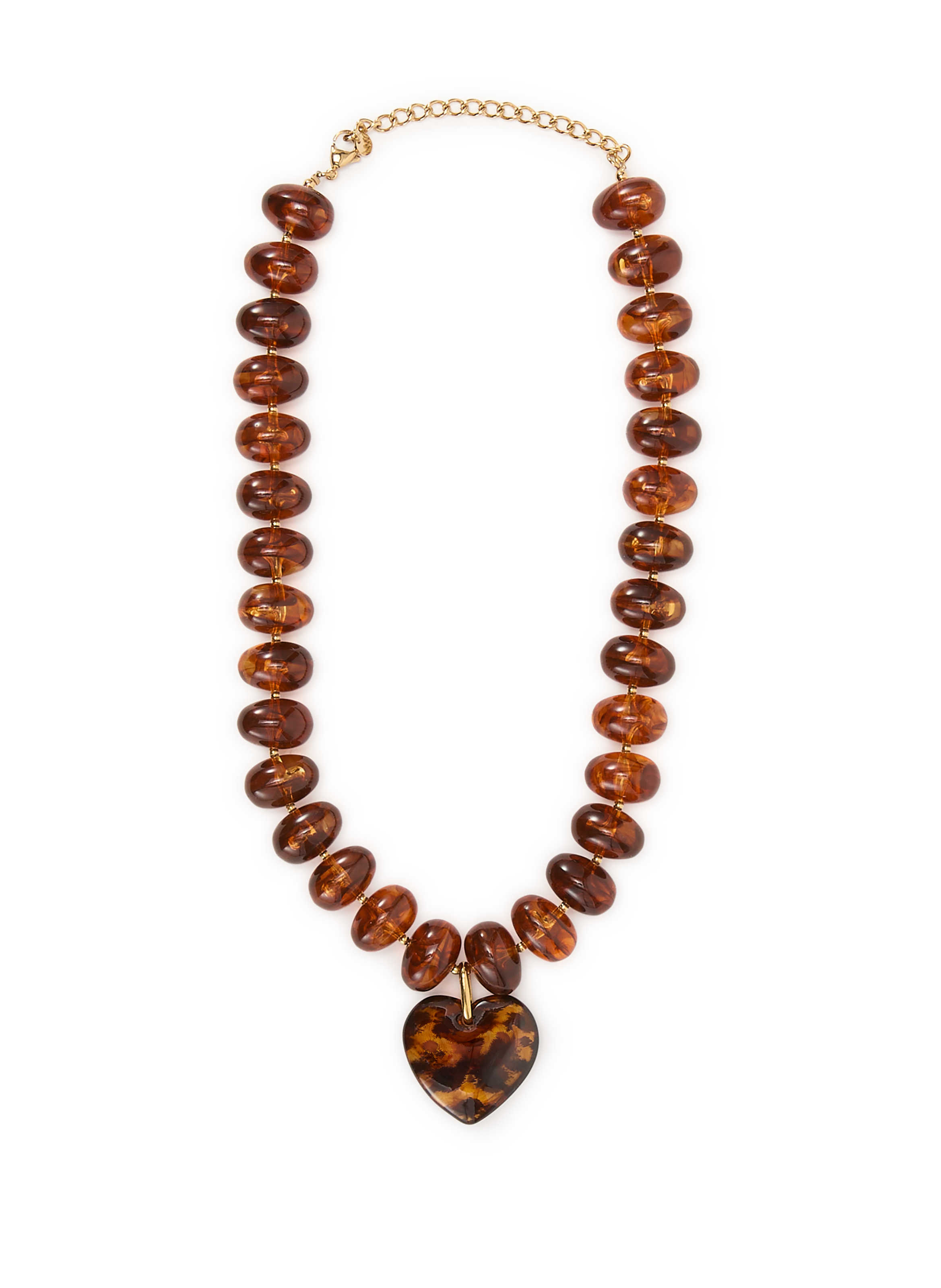 Collier pendentif coeur AU PRINTEMPS PARIS Marron