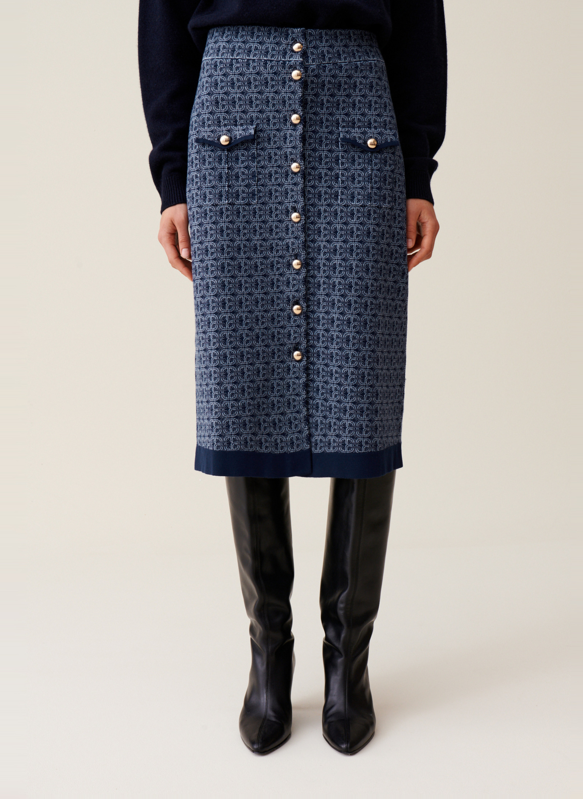 Jupe monogramme taille haute CLAUDIE PIERLOT Bleu