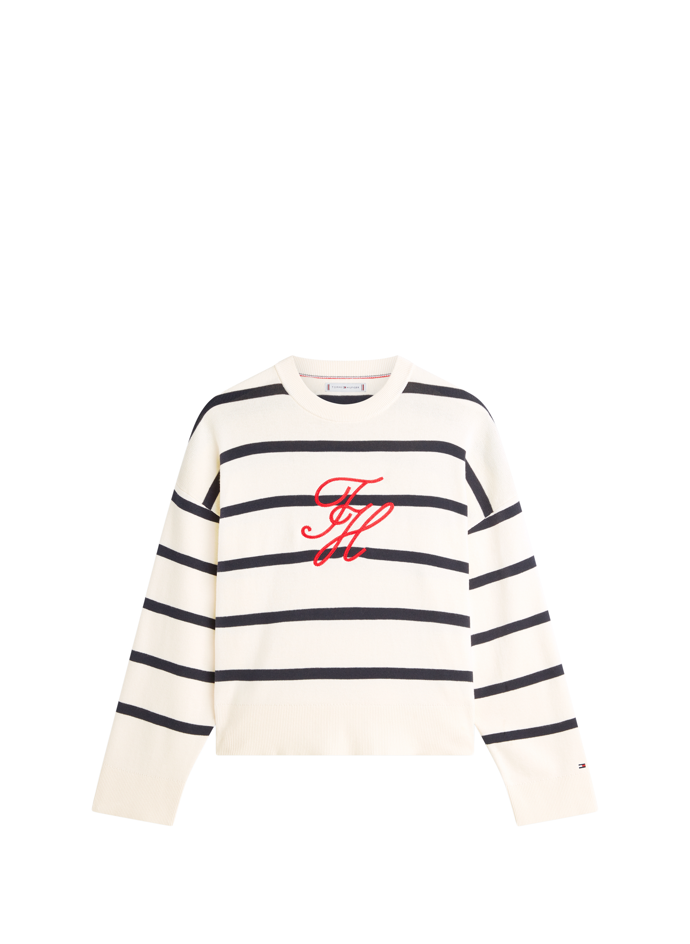 Pull logo à rayures en coton TOMMY HILFIGER Multicolore