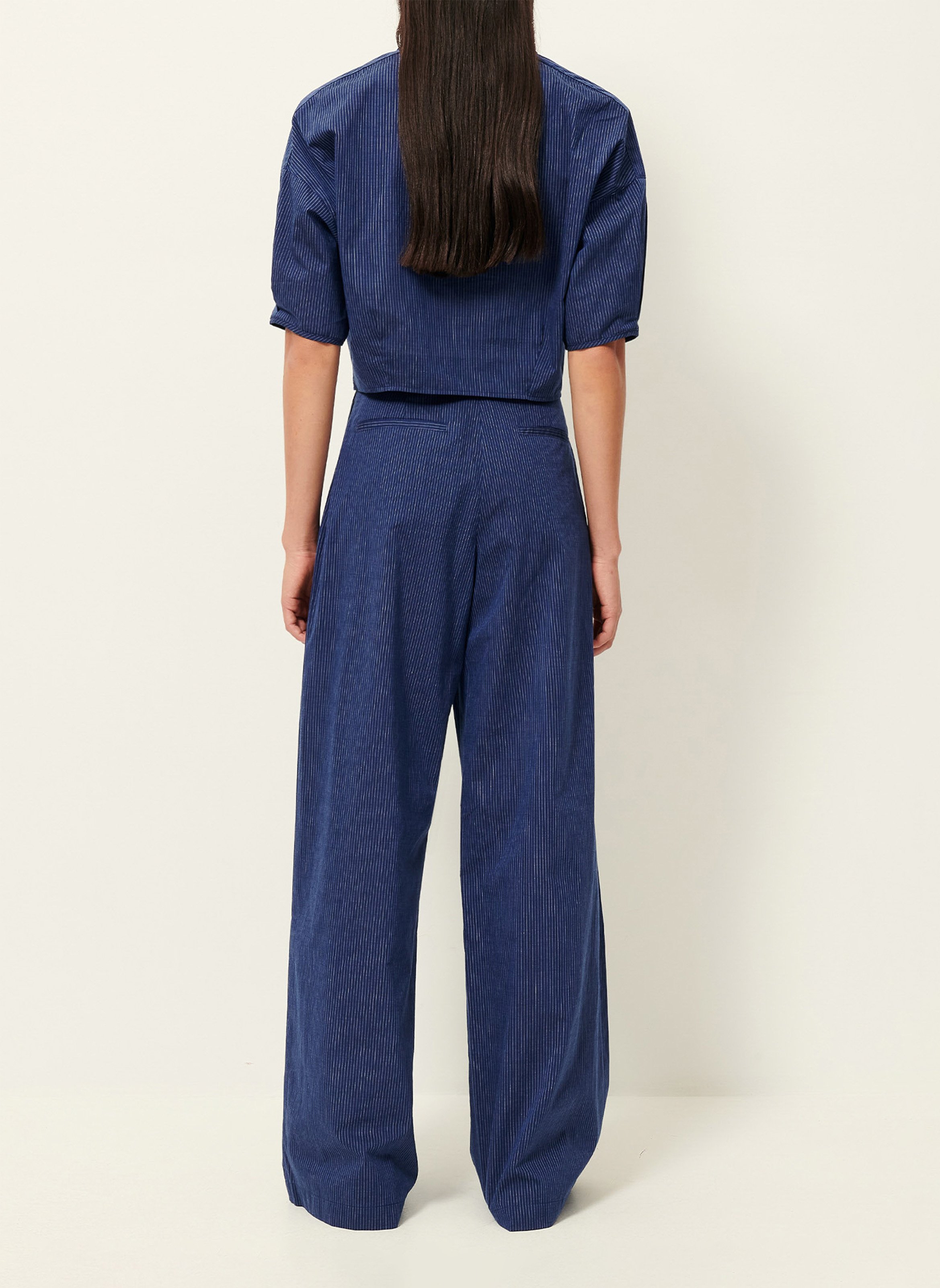 Blouse col polo en coton u shirt SESSUN Bleu