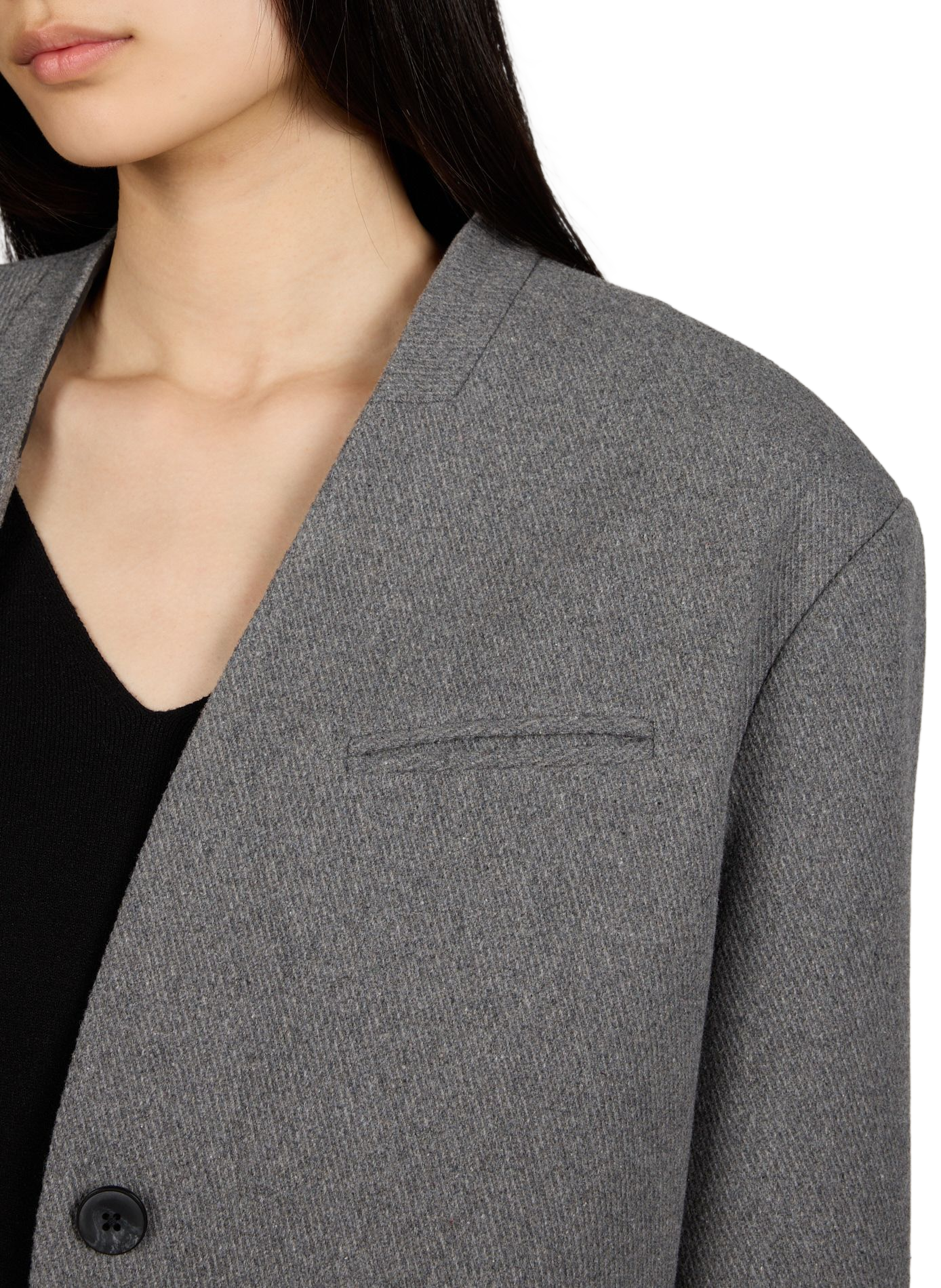 Tweed V-neck jacket OBJECT Grey
