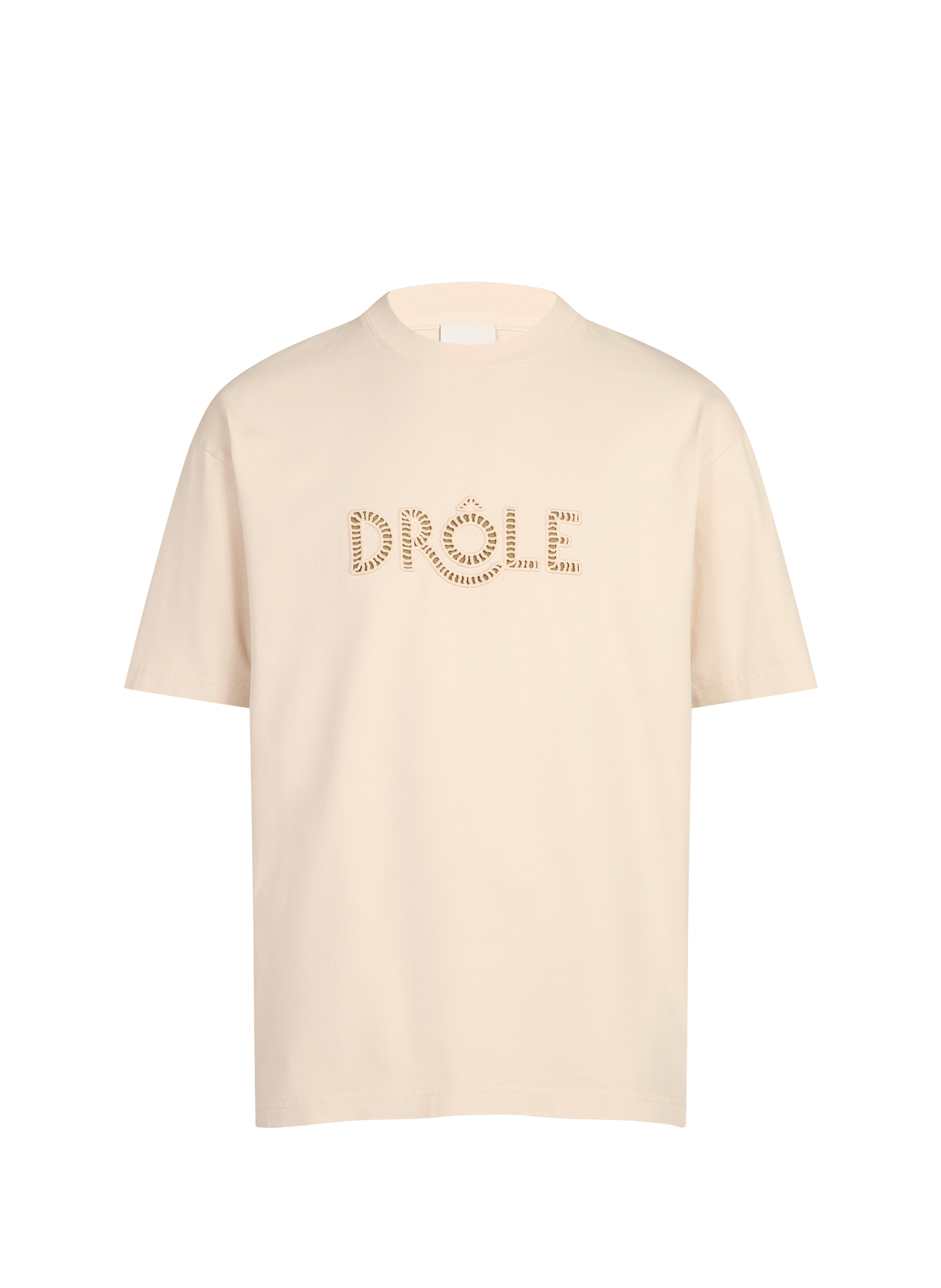 Funny cotton embroidered T-shirt DROLE DE MONSIEUR Beige