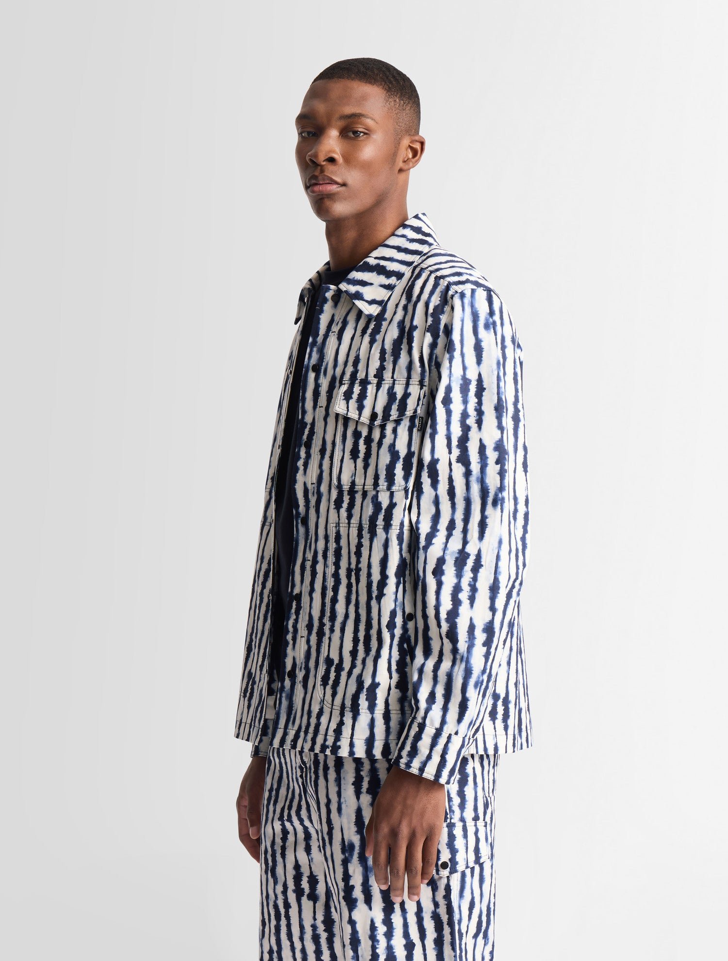 Veste jaymeo shibo col chemise coupe ample FUSALP Bleu