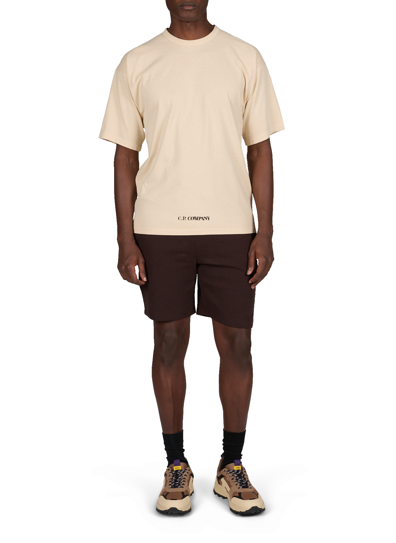 Biker-style cotton t-shirt CP COMPANY Beige