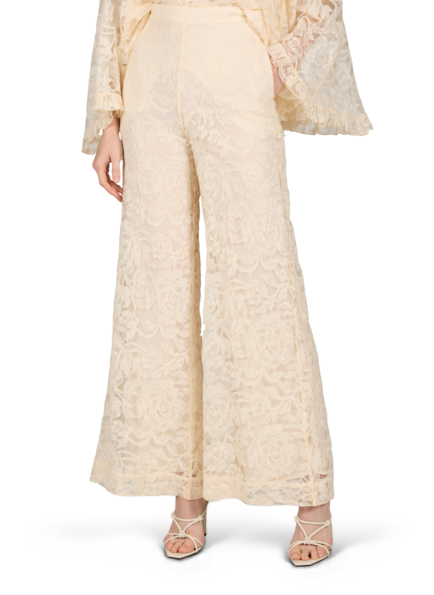 High-waisted lace pants ZIMMERMANN White