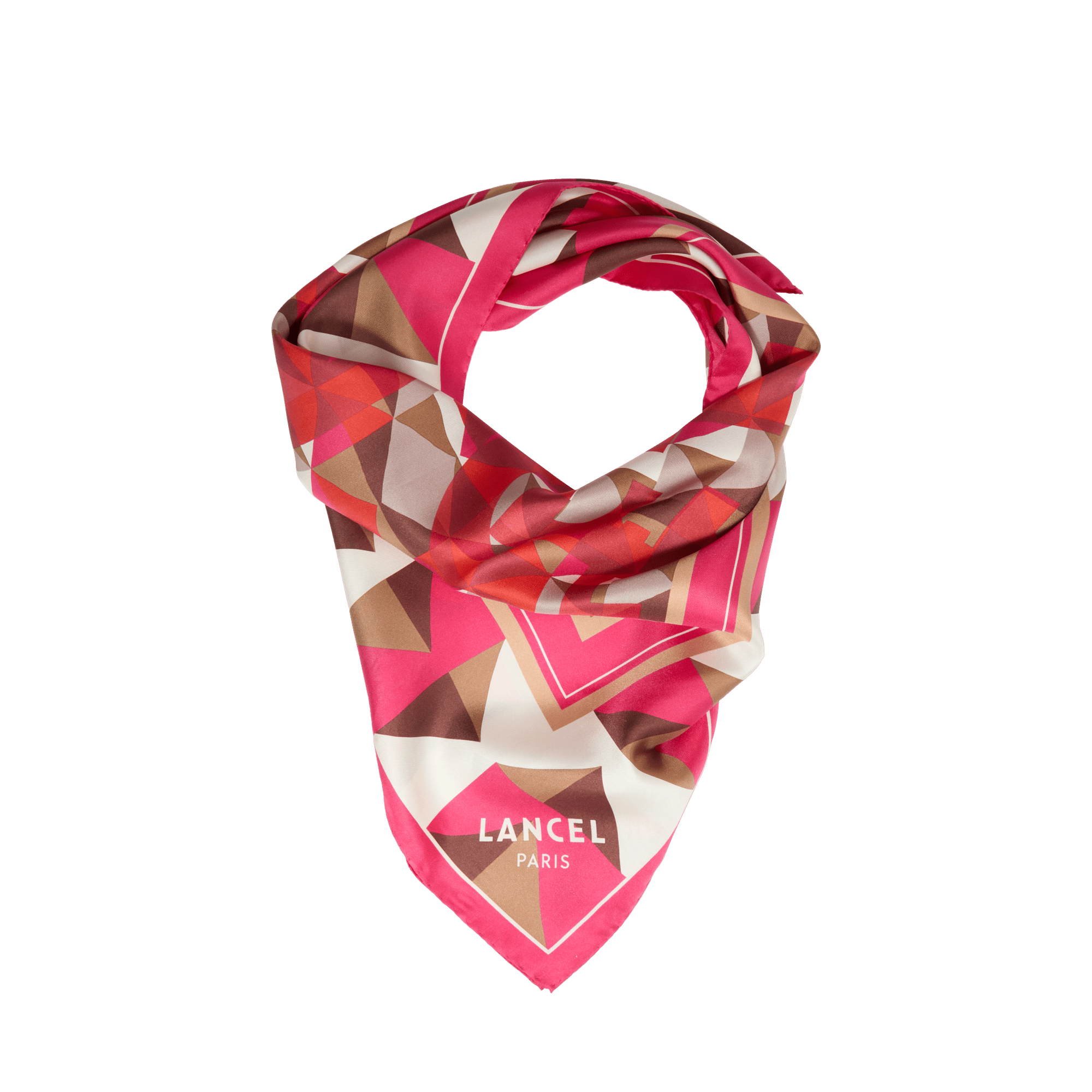 Carré de soie 70 motif labyrinthe LANCEL Roze