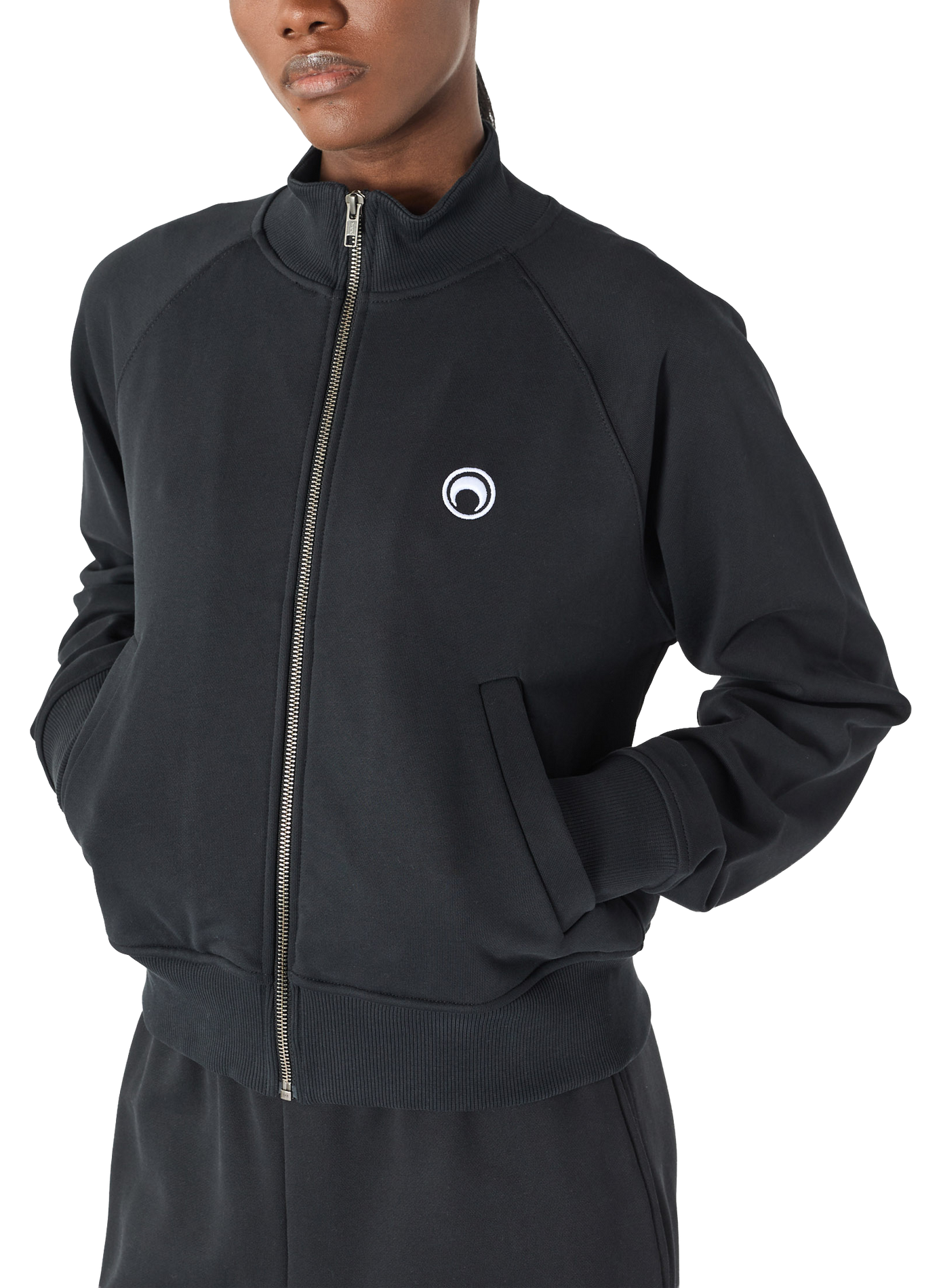 Sweatshirt zippé logo moon en coton biologique unisexe | Noir MARINE SERRE Femme