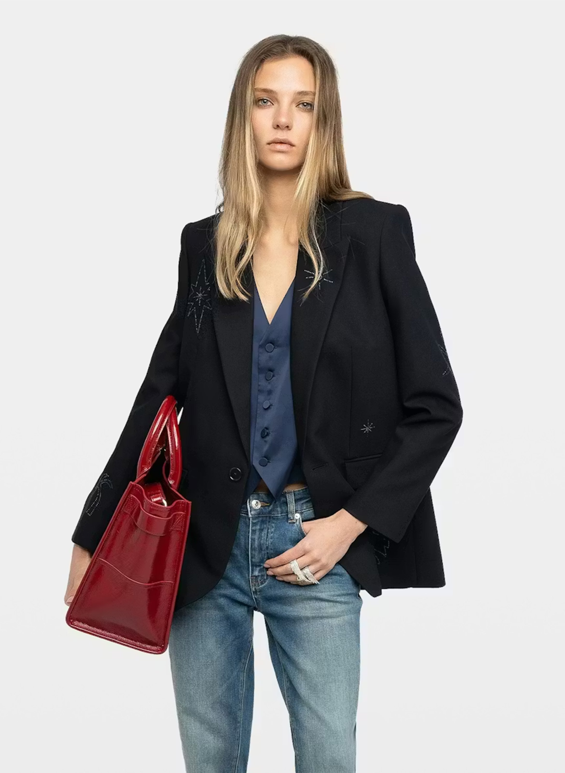Veste col tailleur brodée vival ZADIG&VOLTAIRE Bleu