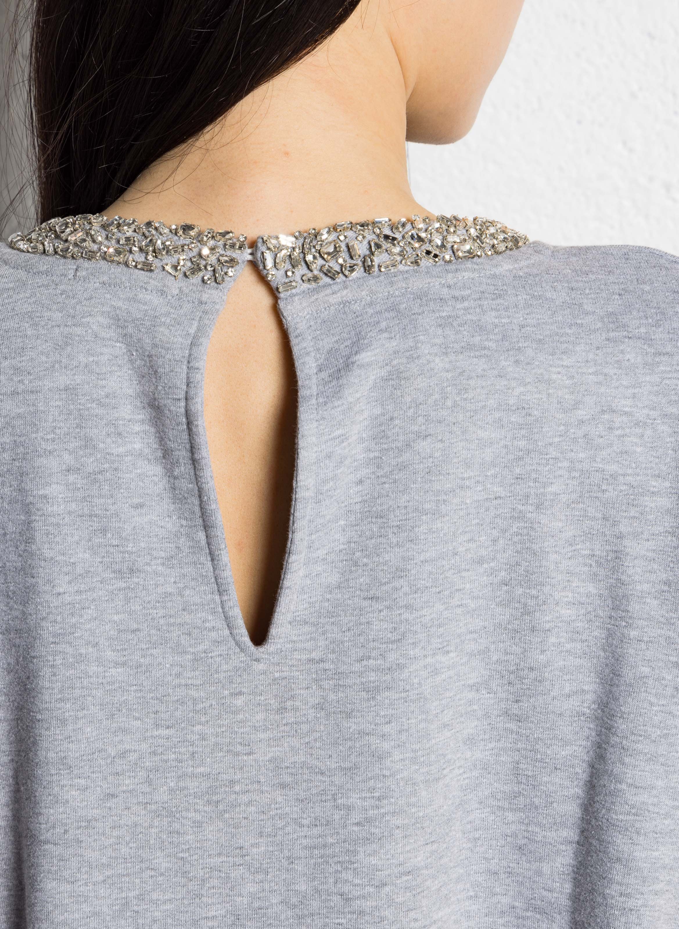 Sweat oversize col rond en coton mélangé IKKS Gris