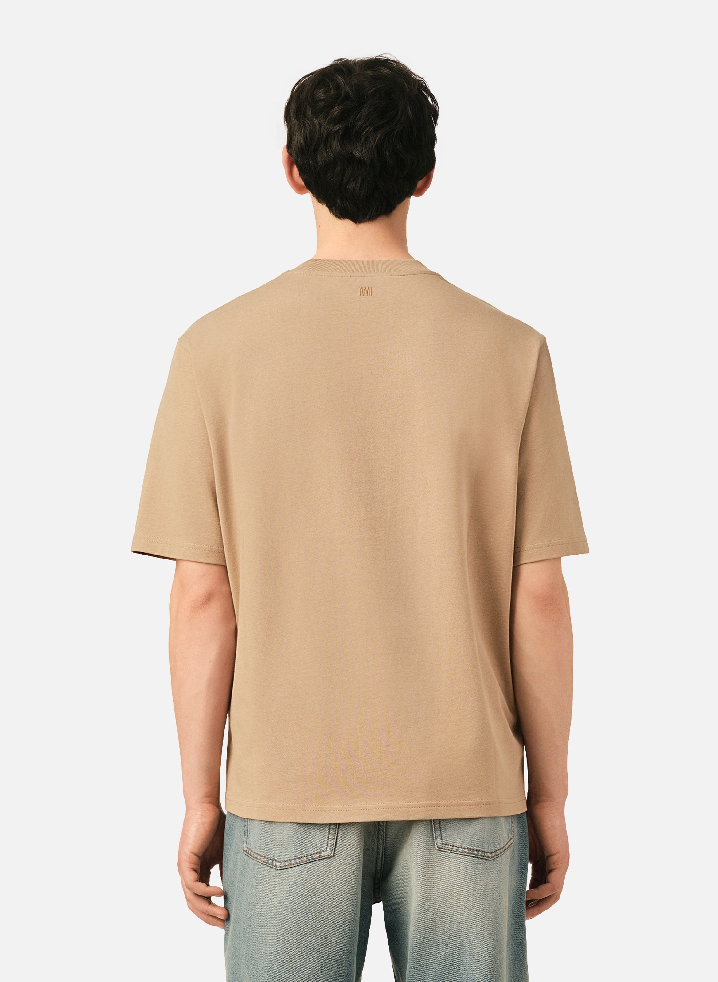 T-shirt unisexe en coton ami de coeur embossé AMI PARIS Beige