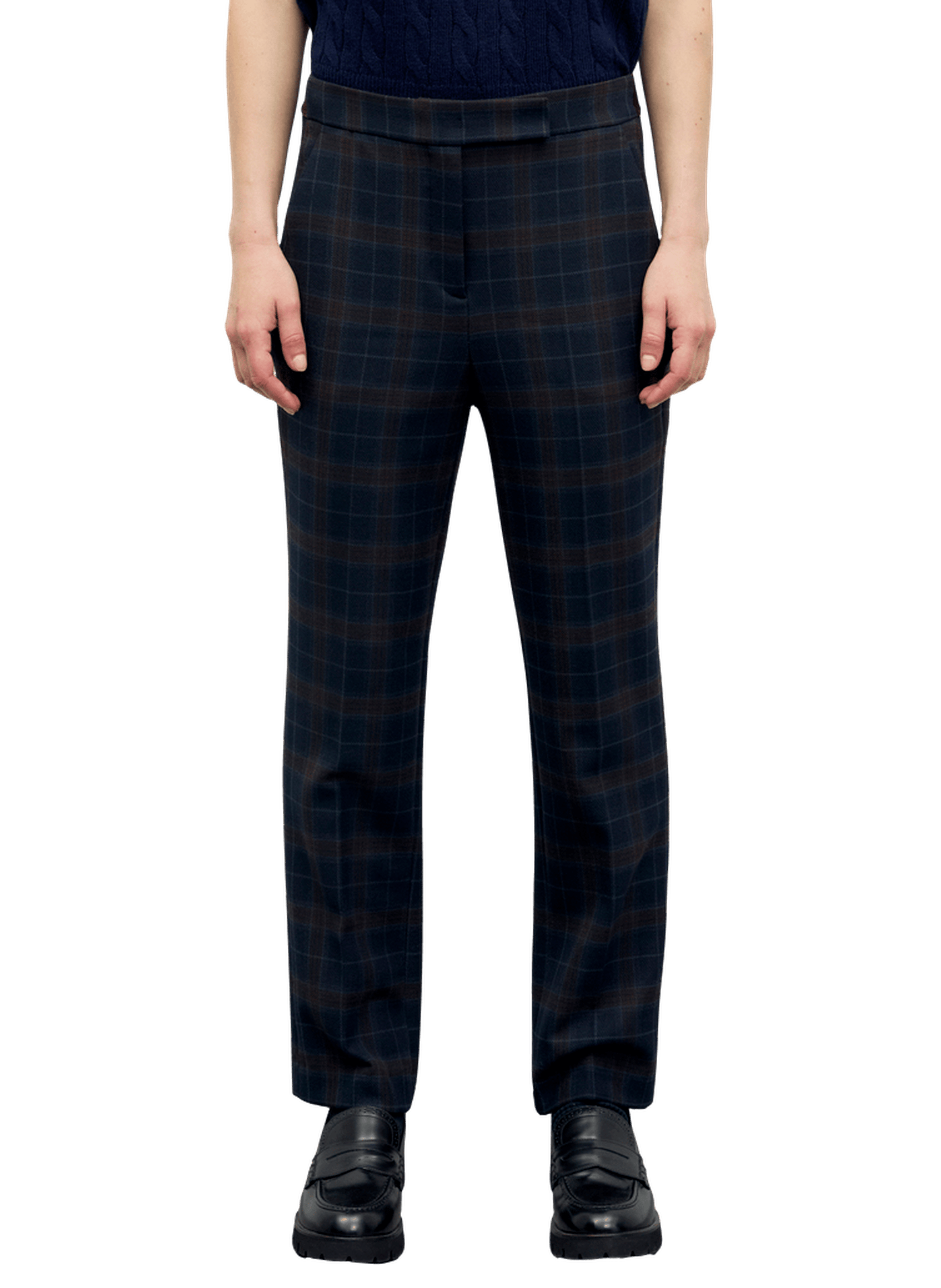 Pantalon droit élastiqué à carreaux - misa GERARD DAREL Bleu