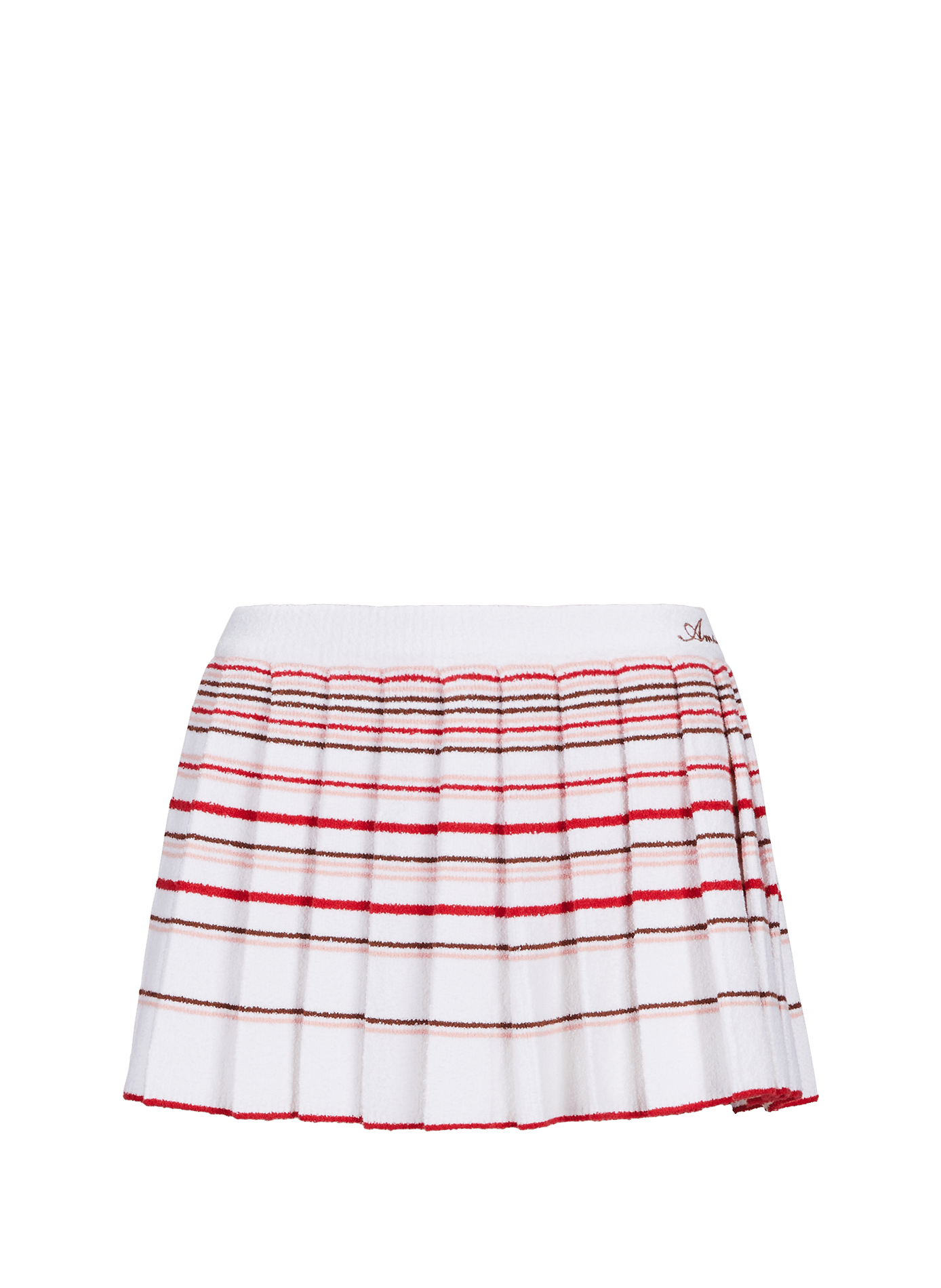 Minijupe plissée à rayures en coton éponge AMIRI Orange