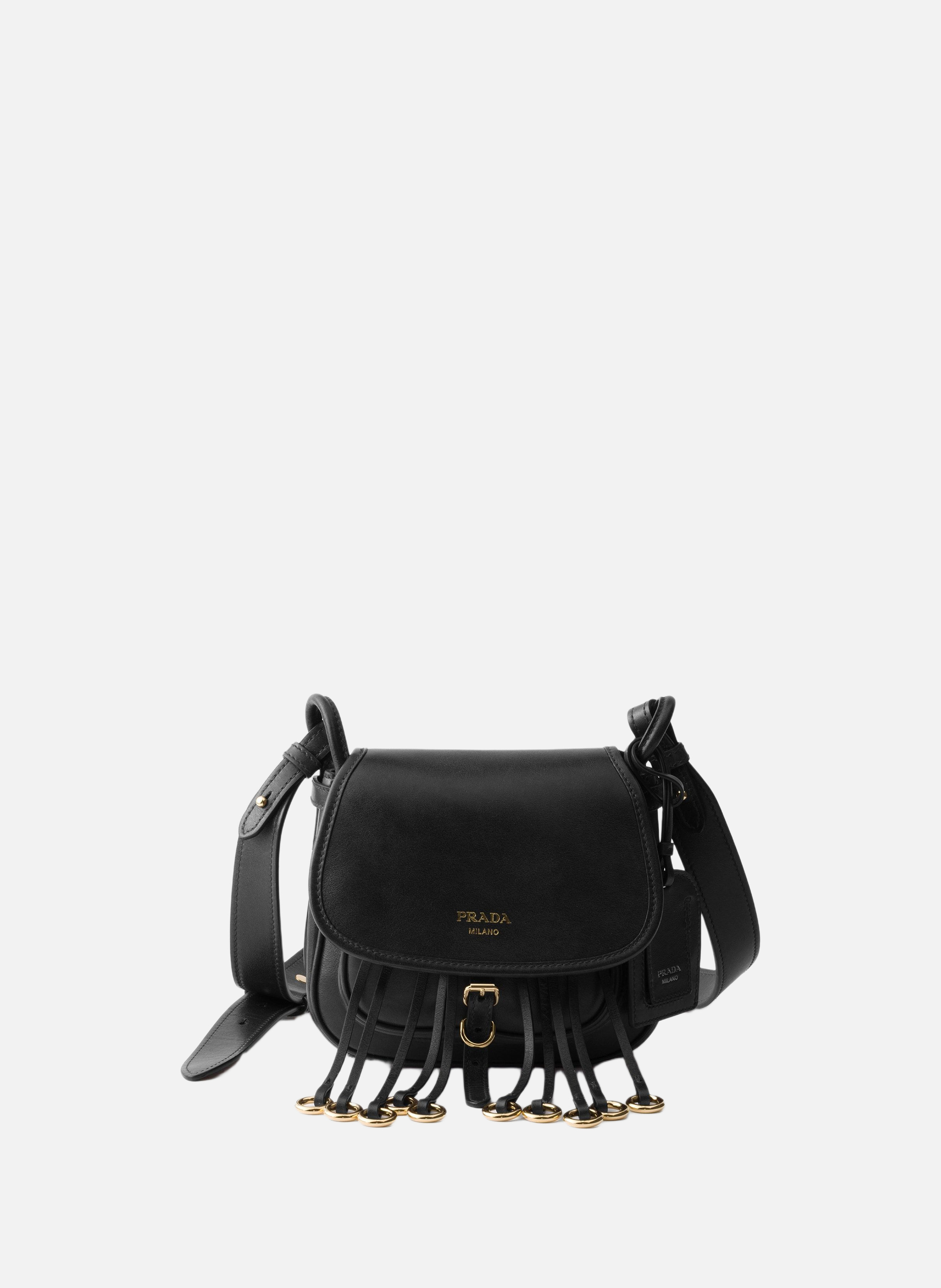 Mini sac porté épaule prada corsaire en cuir vieil PRADA Noir