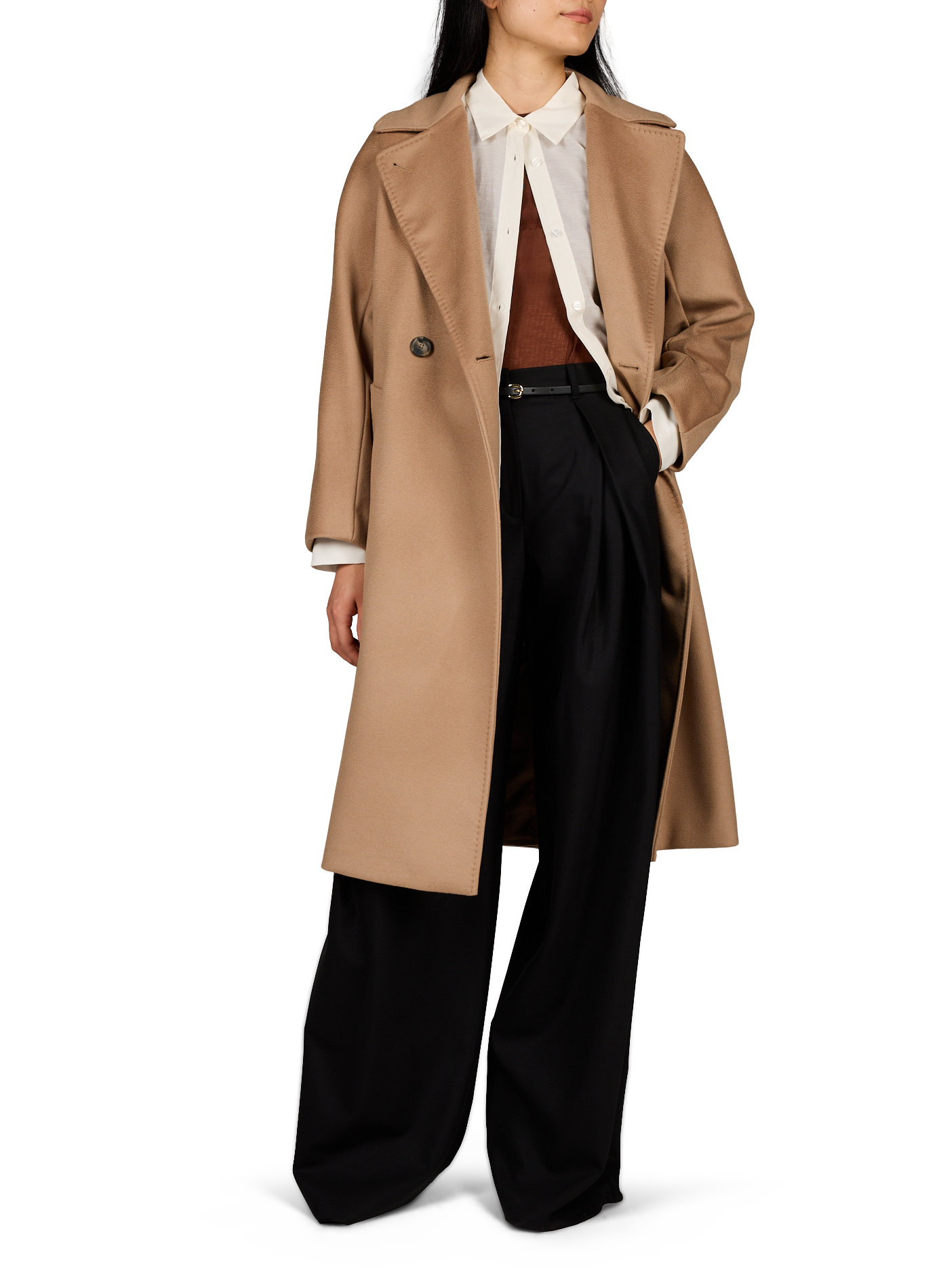 Langer Gürtelmantel aus Schurwolle MAX MARA WEEK END Braun