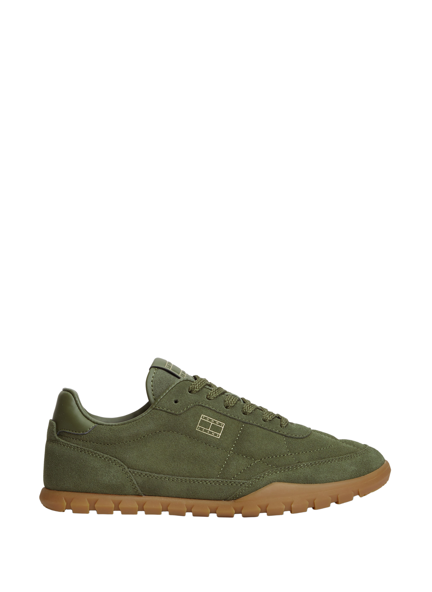 Solid Low-Top Leather Sneakers TOMMY HILFIGER Khaki