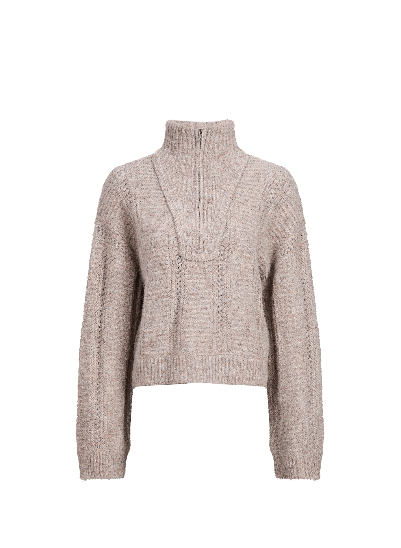 Oversize-Pullover mit Troyerkragen VILA Beige
