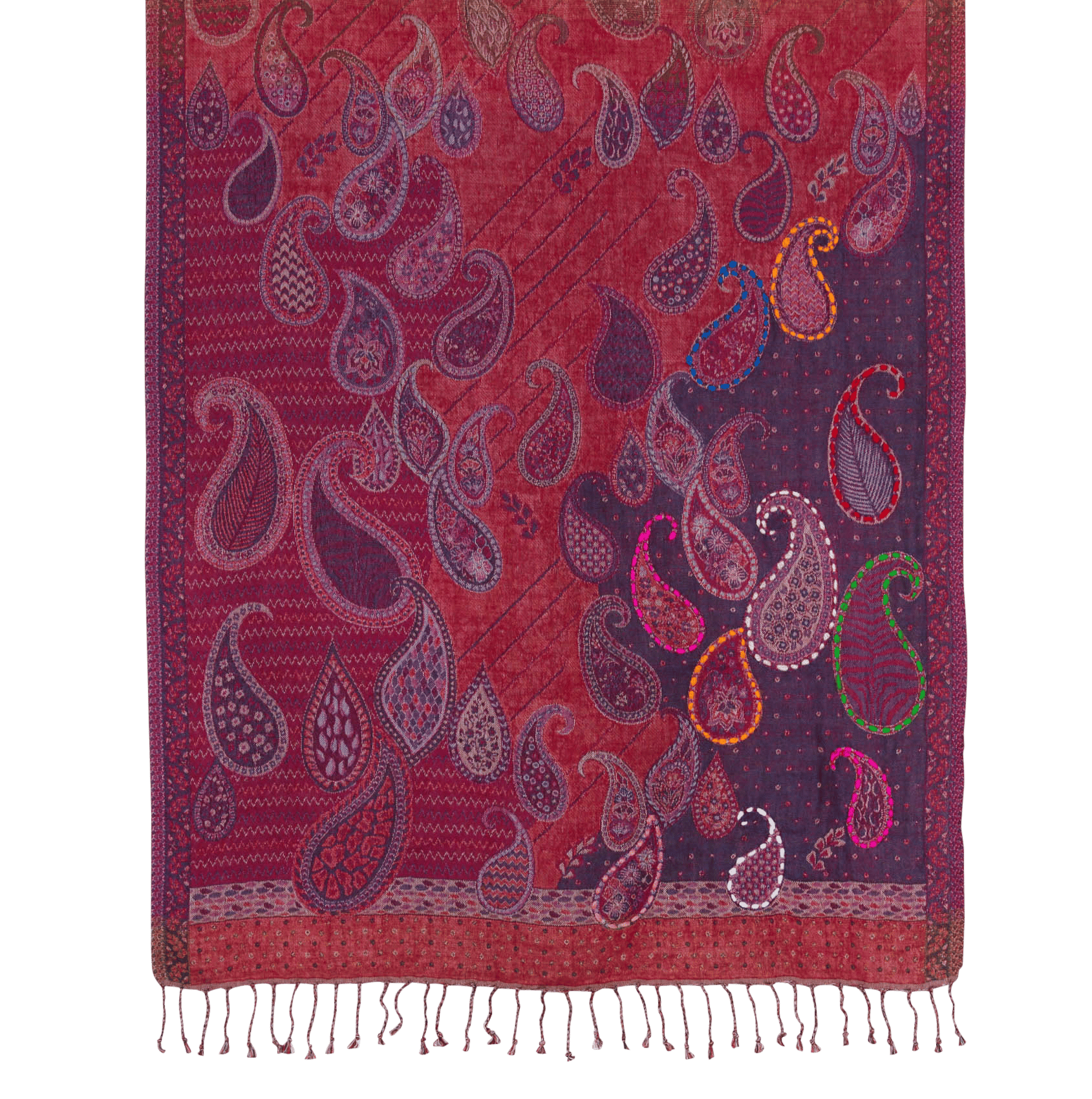 Jacquard katoenen sjaal LA FEE MARABOUTEE Rood