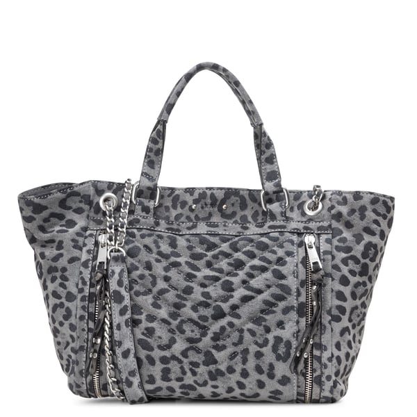 Sac cabas en cuir velours imprimé