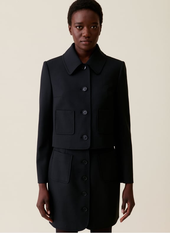Veste col classique en laine mélangée Noir by CLAUDIE PIERLOT CLAUDIE PIERLOT Veste col classique en laine mélangée Noir