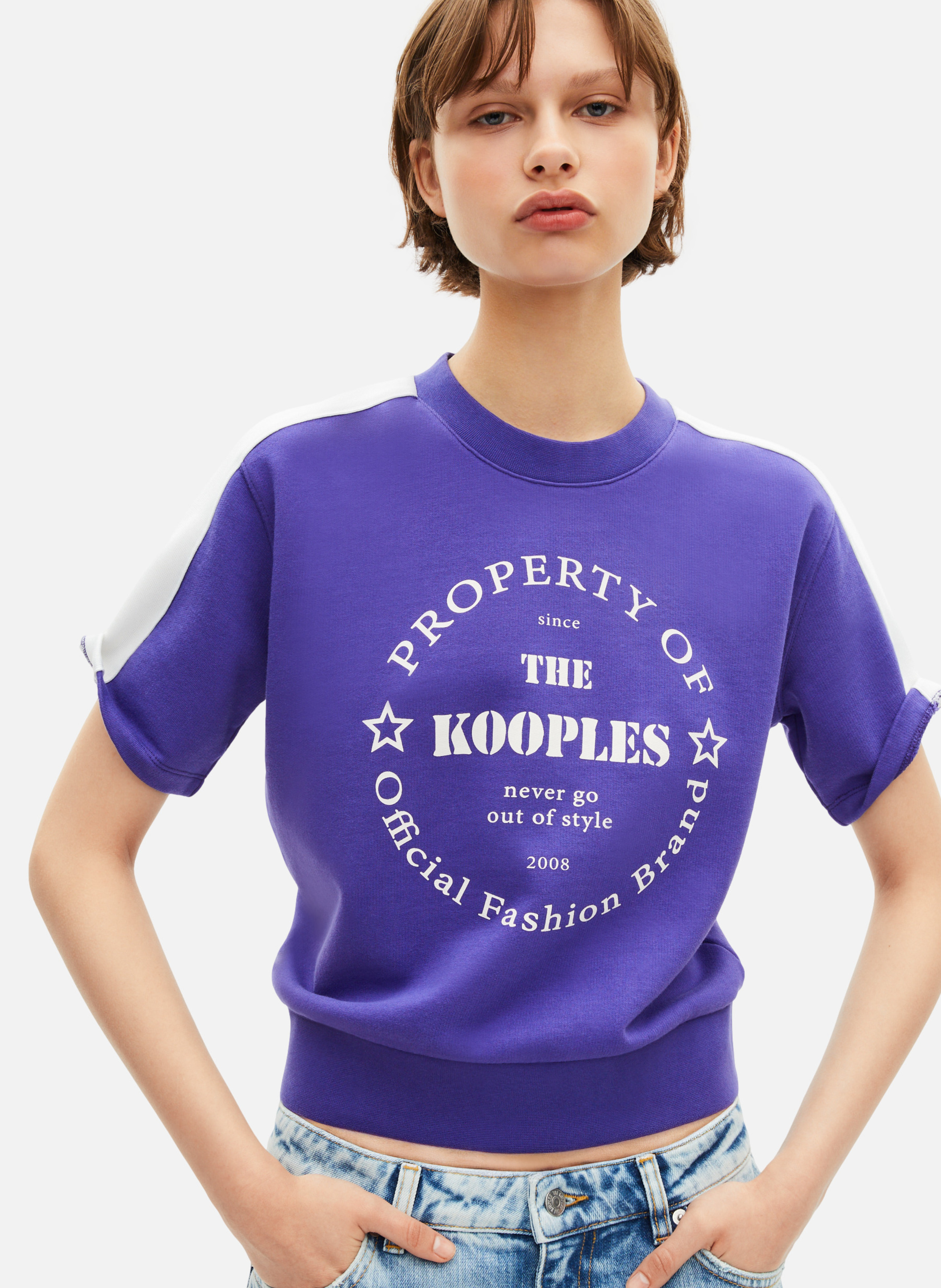 Sweatshirt manches courtes avec sérigraphie THE KOOPLES Violet