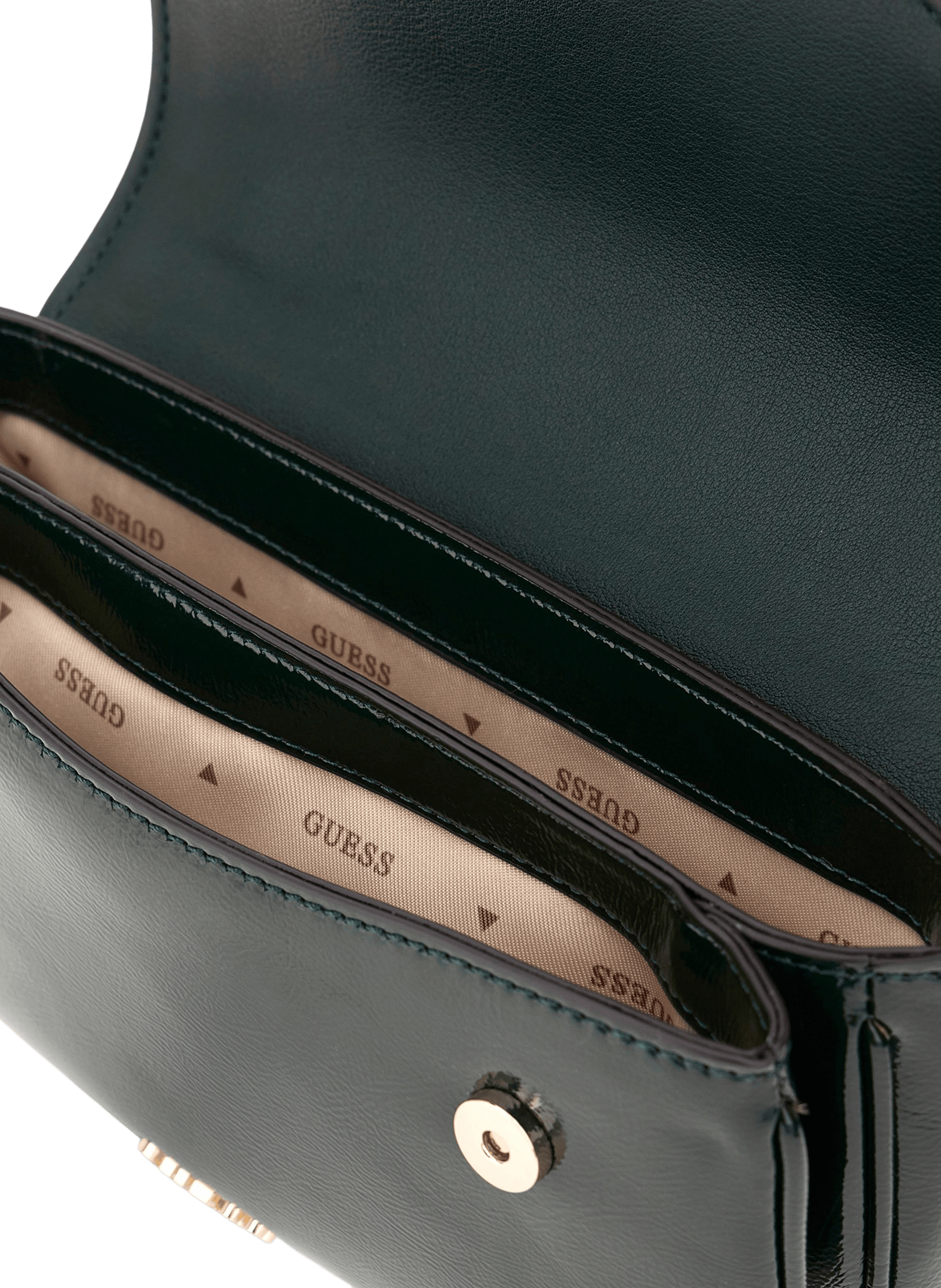 Patent leather shoulder bag GUESS Green