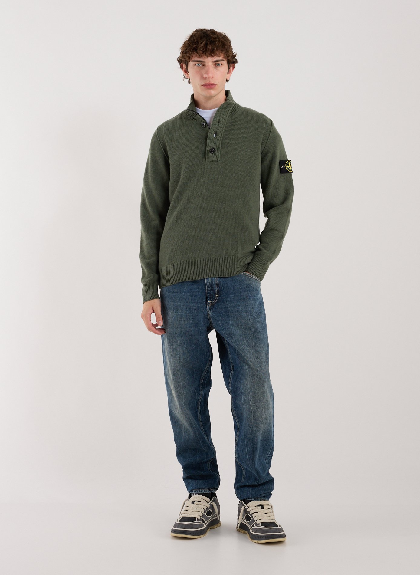 Turtleneck sweater with buttons STONE ISLAND Green
