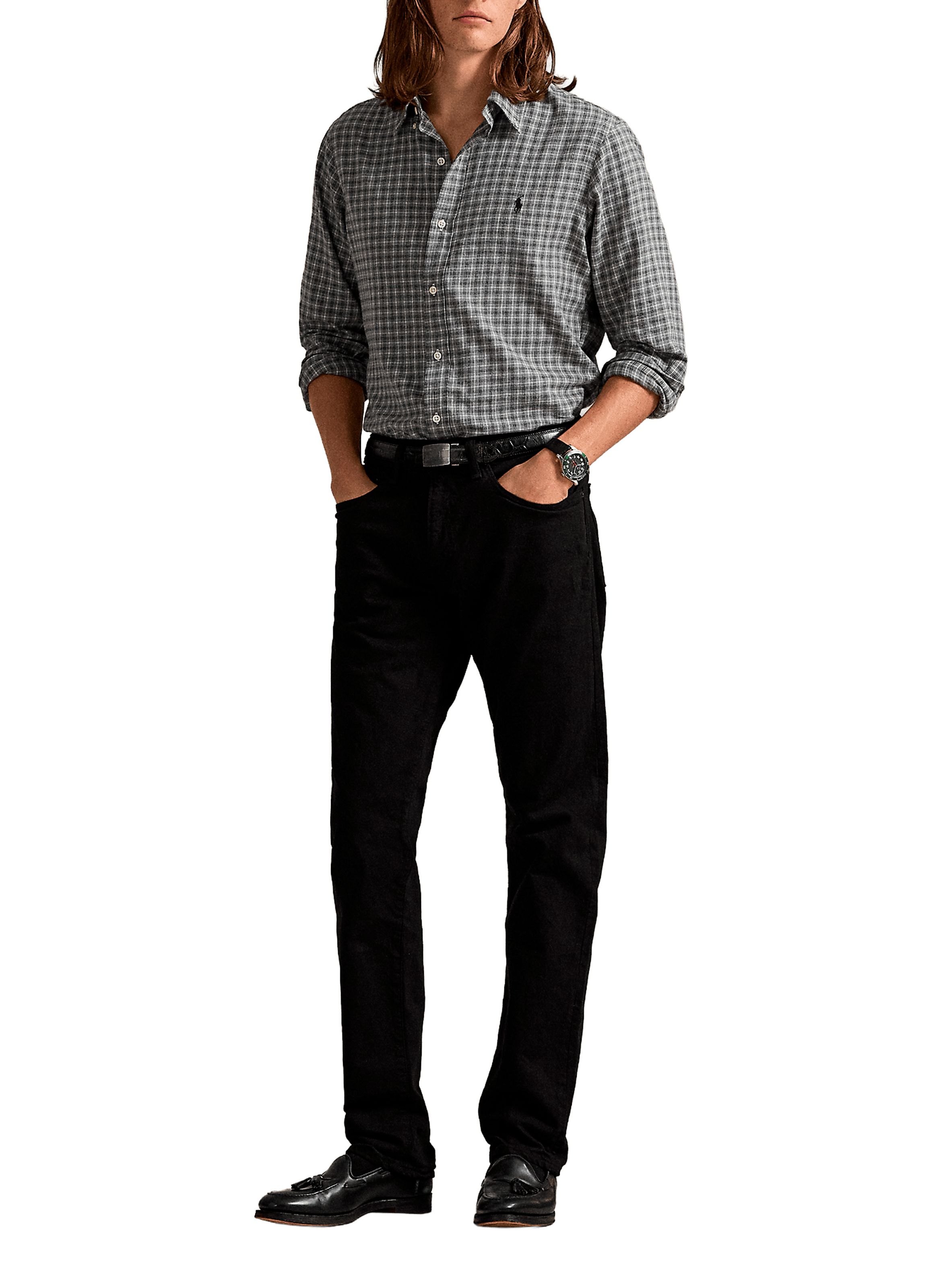 American collar cotton shirt POLO RALPH LAUREN Grey