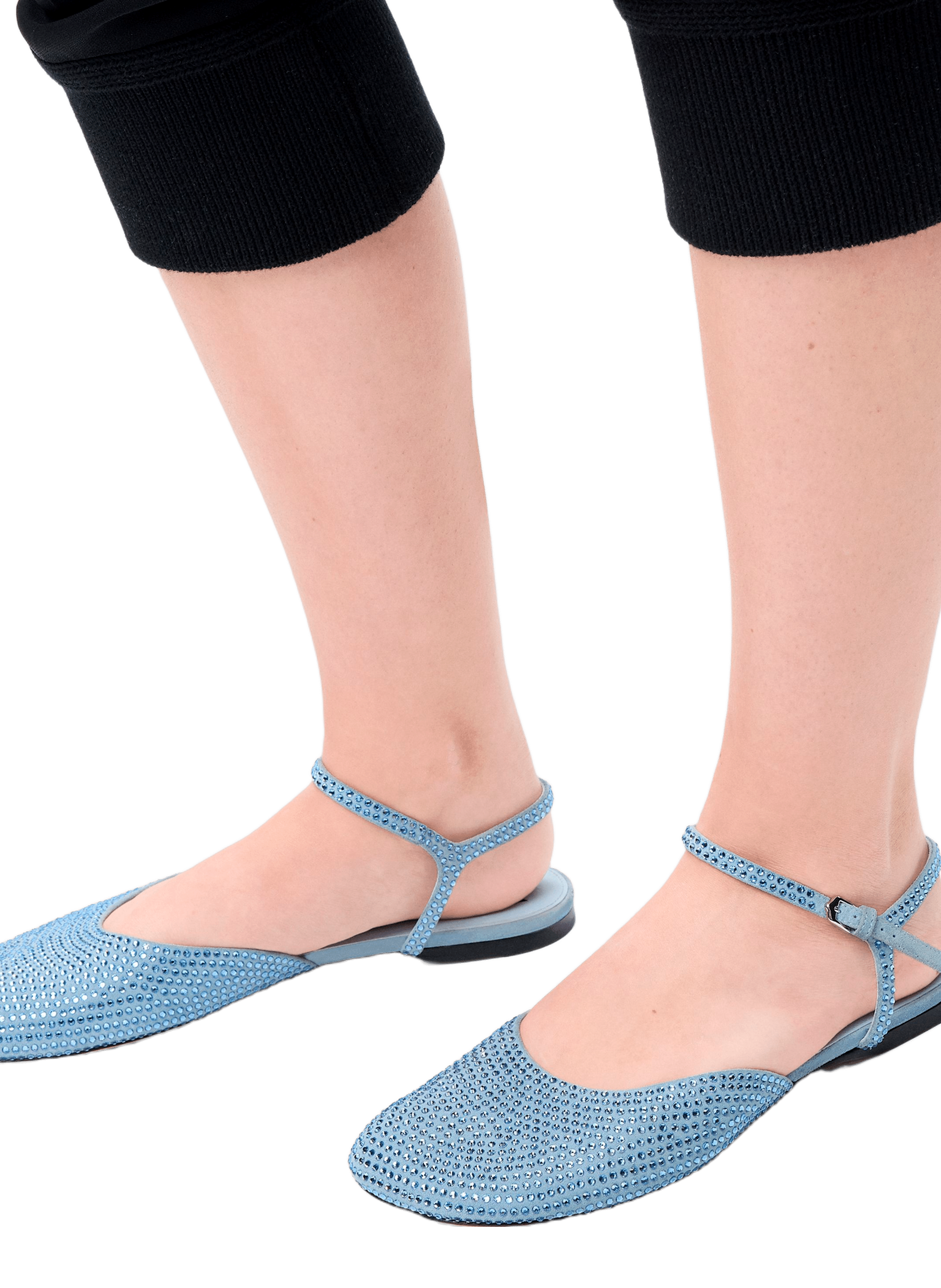 Toy ballerina with ankle strap in leather with rhinestones LOEWE Blue