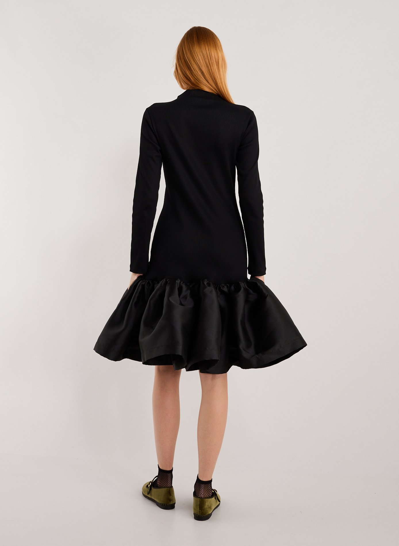 Midi dress with a full skirt in blended cotton MARQUES ALMEIDA Black