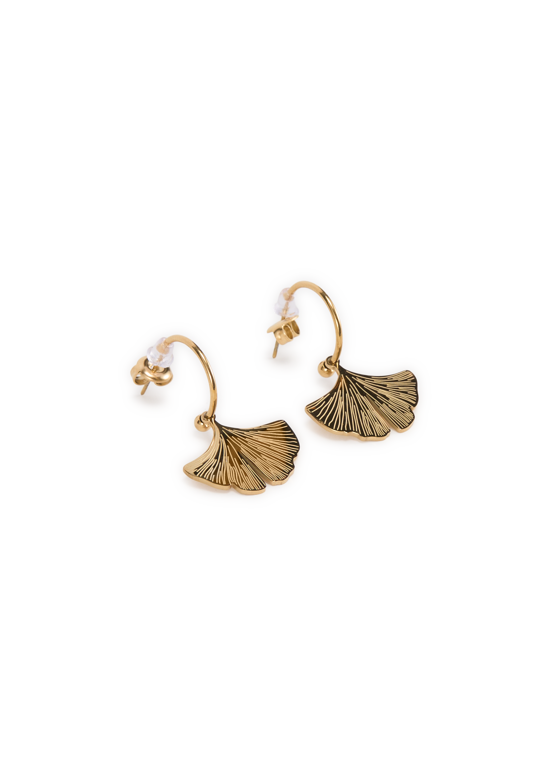 Boucles d&#039;oreille Feuille ginko AU PRINTEMPS PARIS Doré