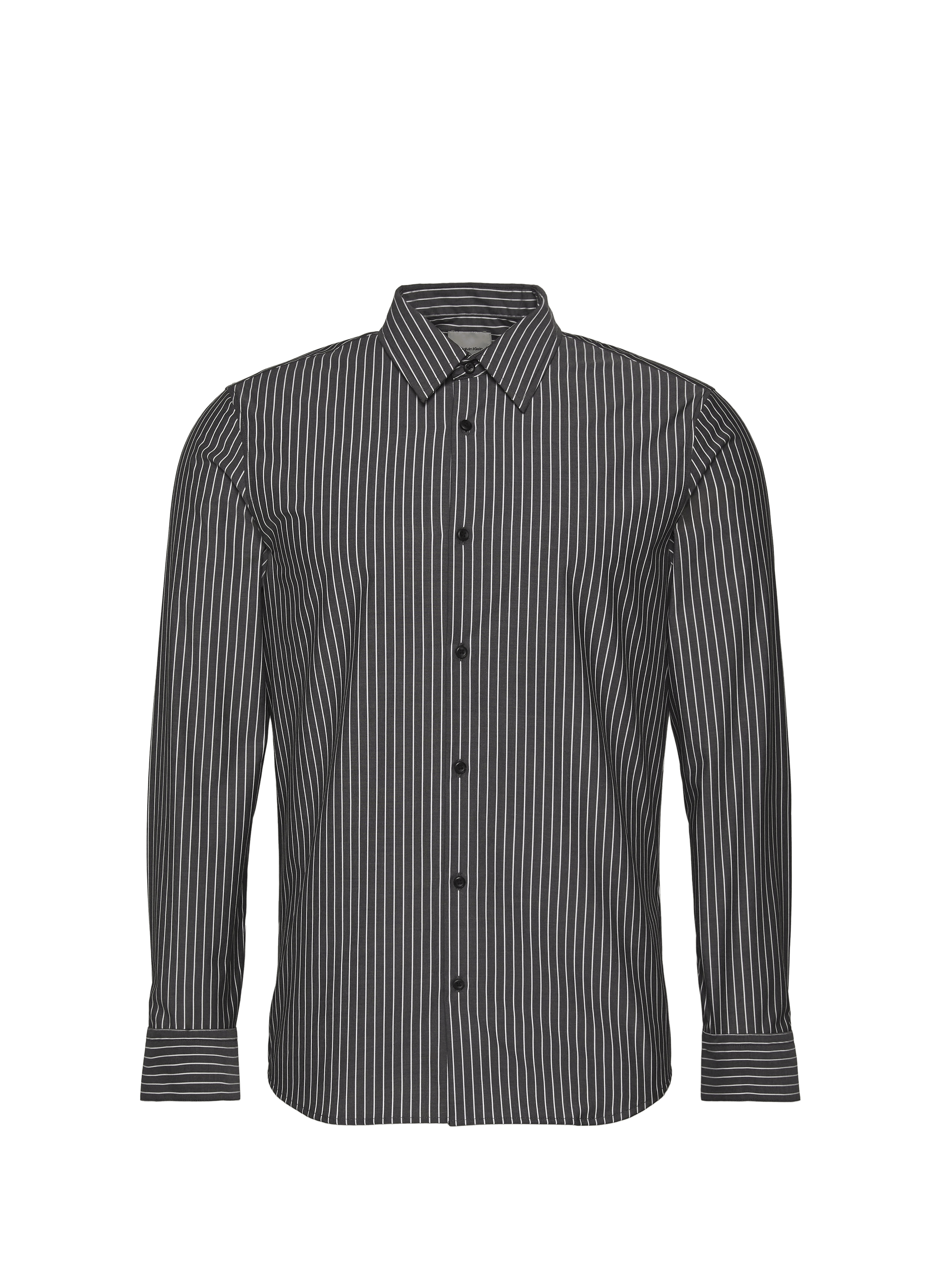 Chemise slim à rayures en coton mélangé CALVIN KLEIN Noir